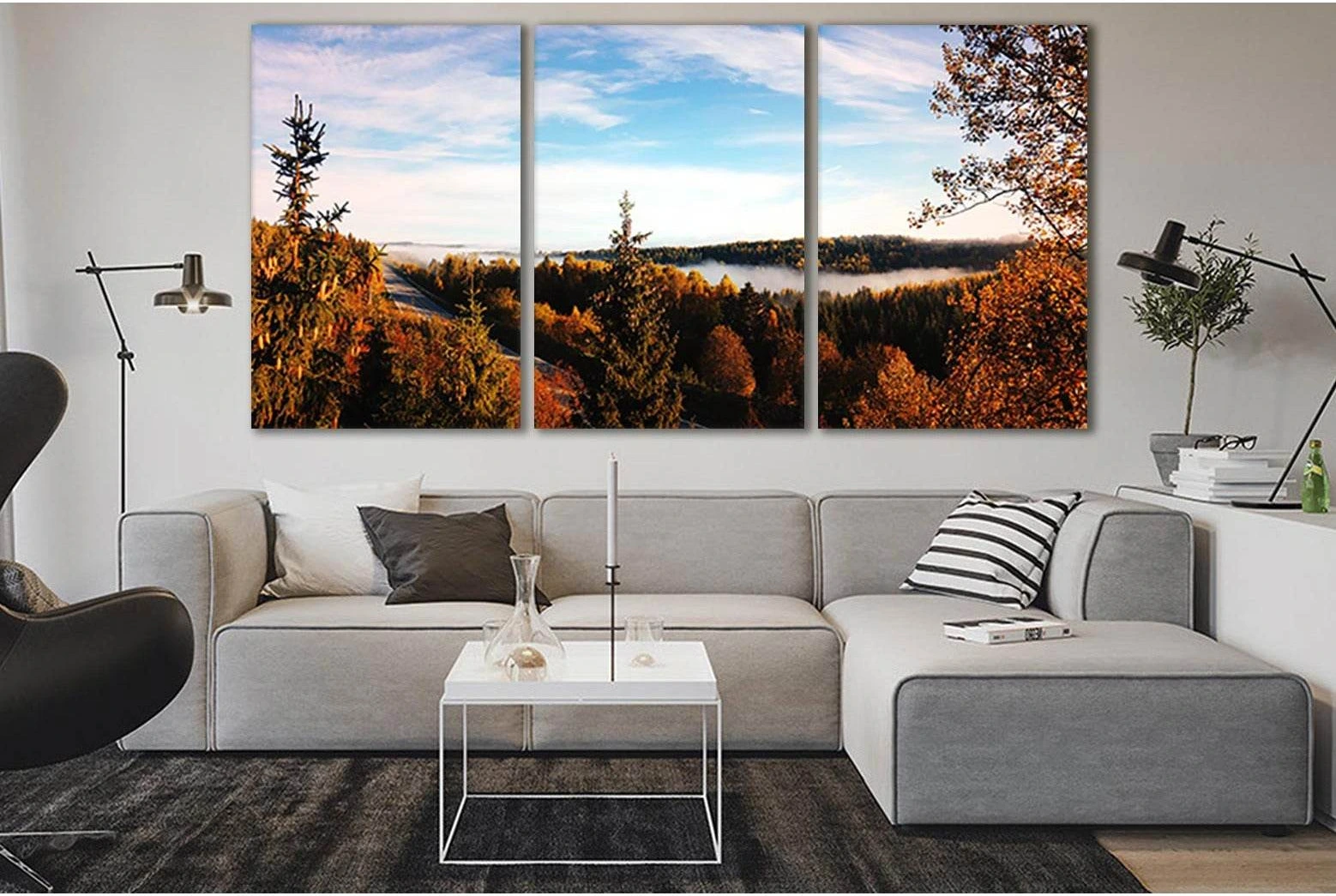 Panorama On Autumn Forest №SL645 Ready to Hang Canvas Print - Zellart Canvas Prints 0new, ALL_Products, Autumn Wall Art