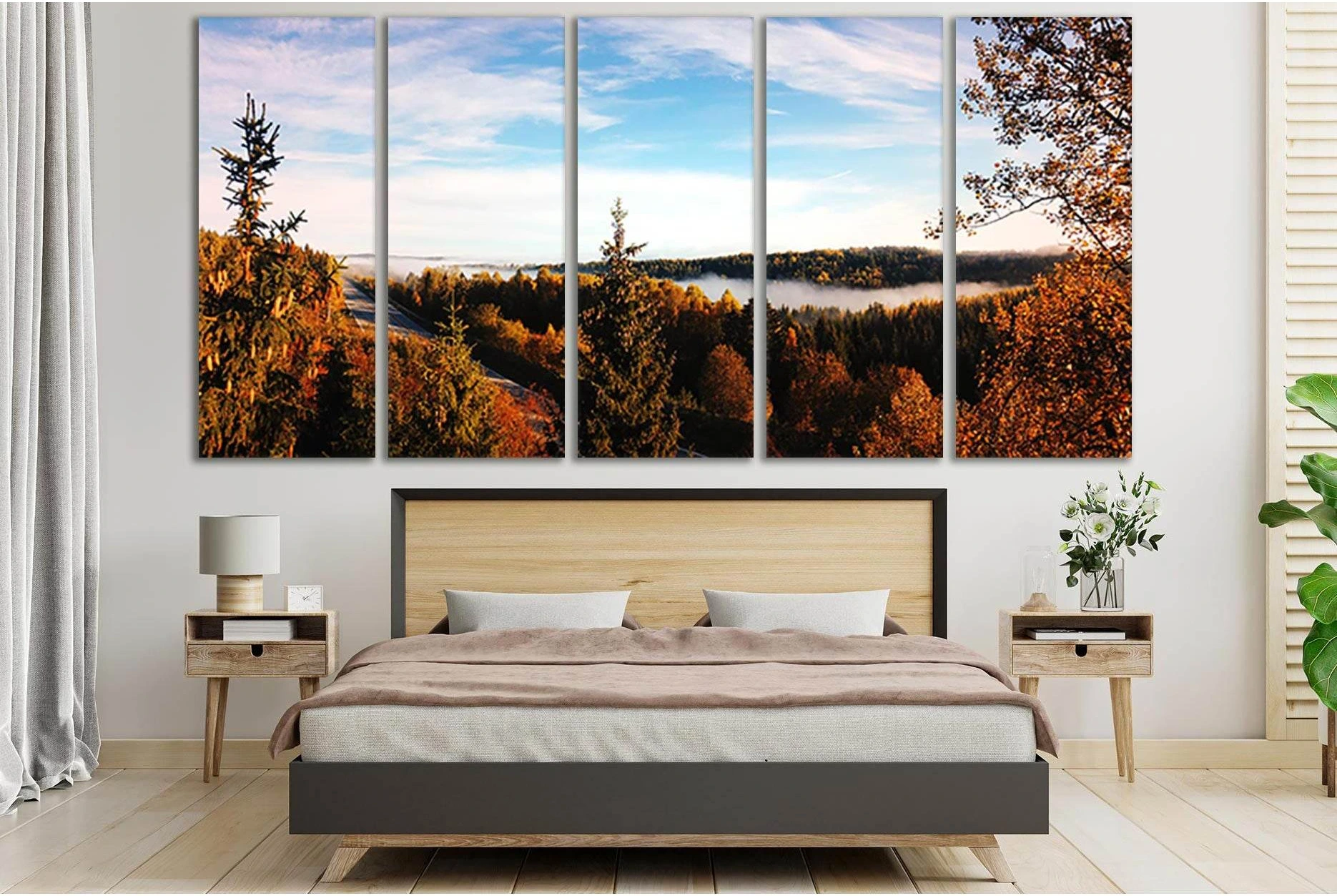 Panorama On Autumn Forest №SL645 Ready to Hang Canvas Print - Zellart Canvas Prints 0new, ALL_Products, Autumn Wall Art
