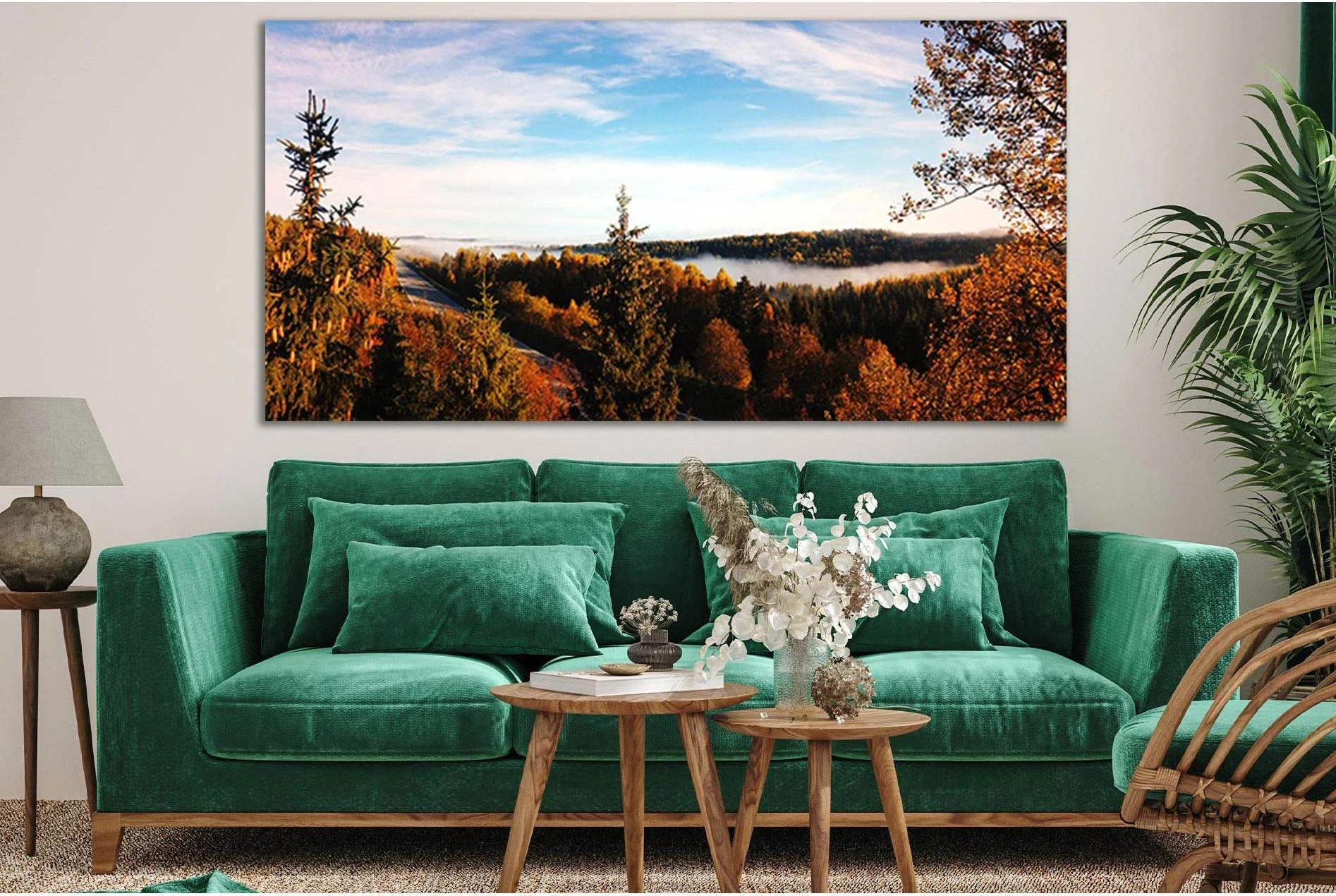 Panorama On Autumn Forest №SL645 Ready to Hang Canvas Print - Zellart Canvas Prints 0new, ALL_Products, Autumn Wall Art