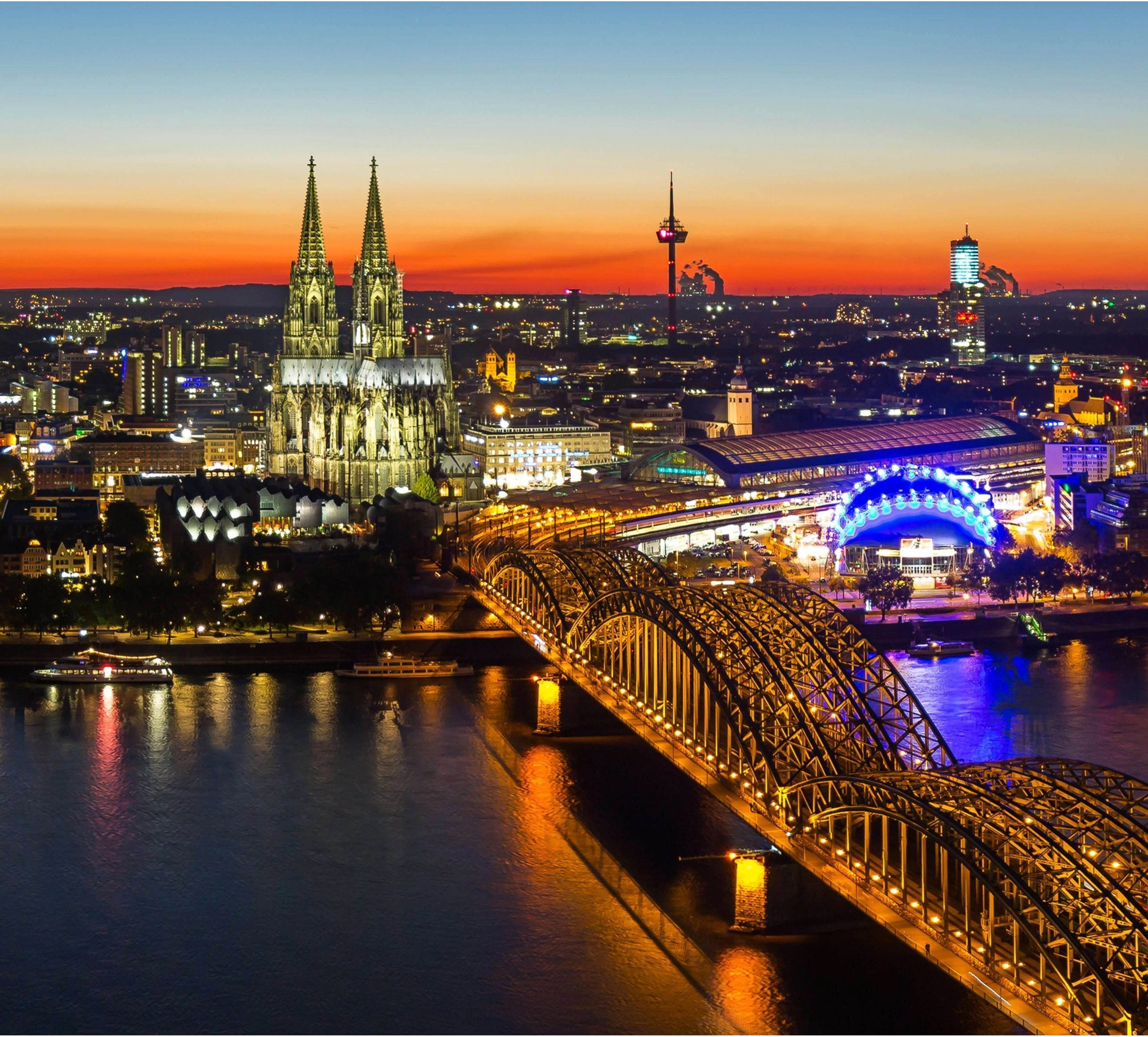 panoramic view of cologne city at sunset, germany №50 Ready to Hang Canvas Print - Zellart Canvas Prints ALL_Products, s-50