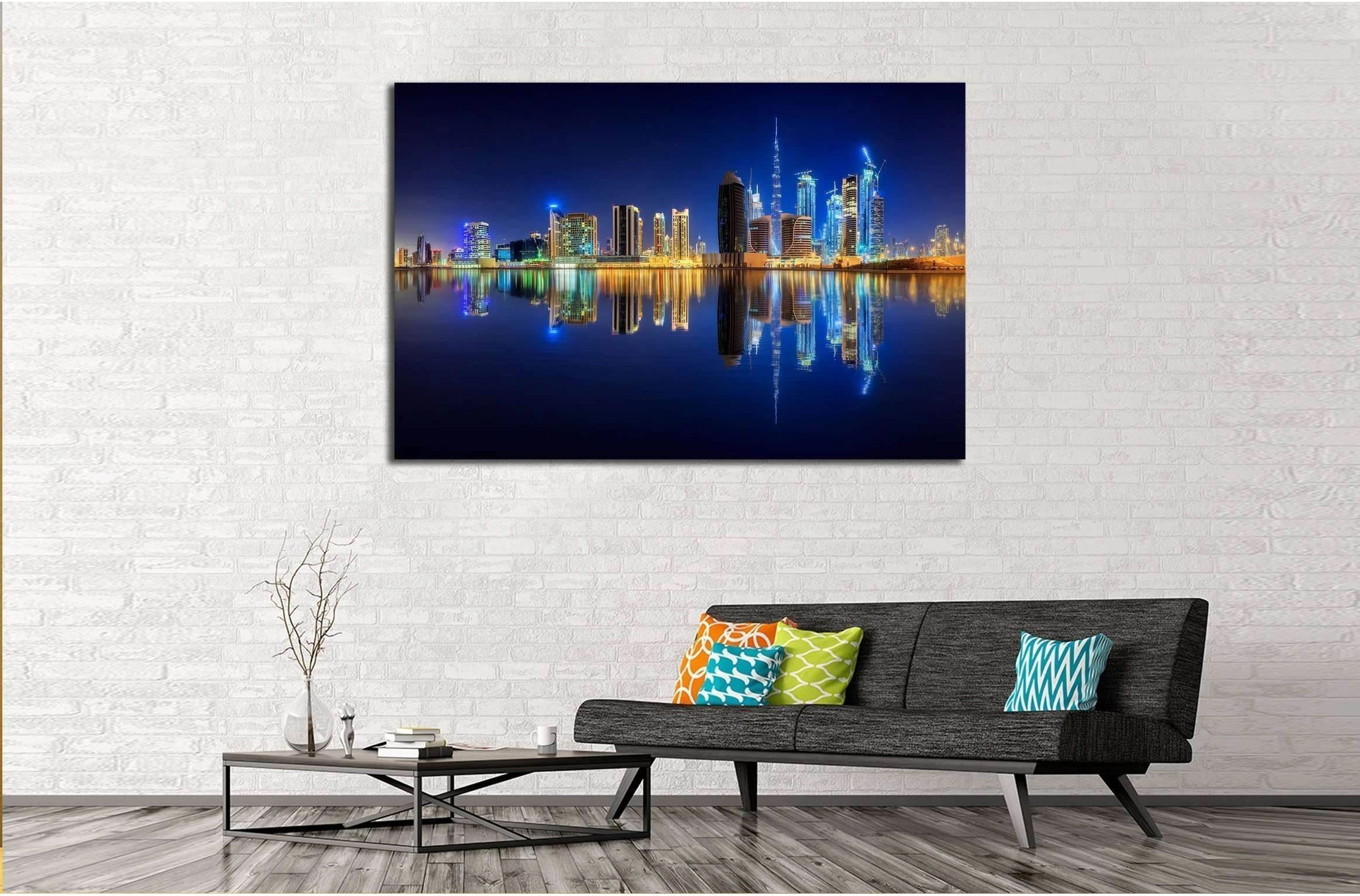 Panoramic view of Dubai Business bay, UAE №2388 Ready to Hang Canvas Print - Zellart Canvas Prints ALL_Products, s-2388