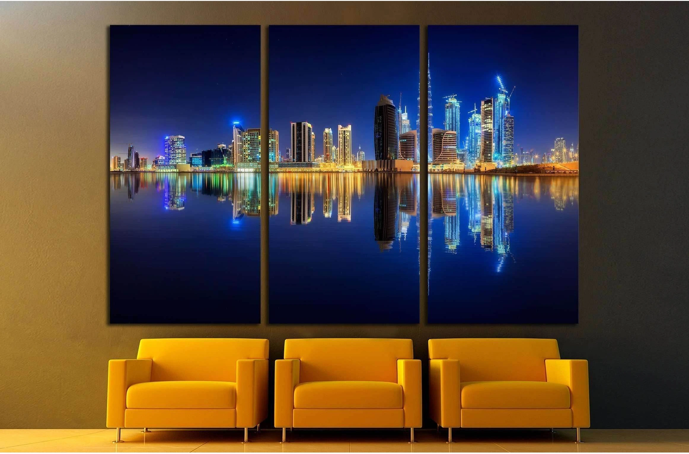 Panoramic view of Dubai Business bay, UAE №2388 Ready to Hang Canvas Print - Zellart Canvas Prints ALL_Products, s-2388