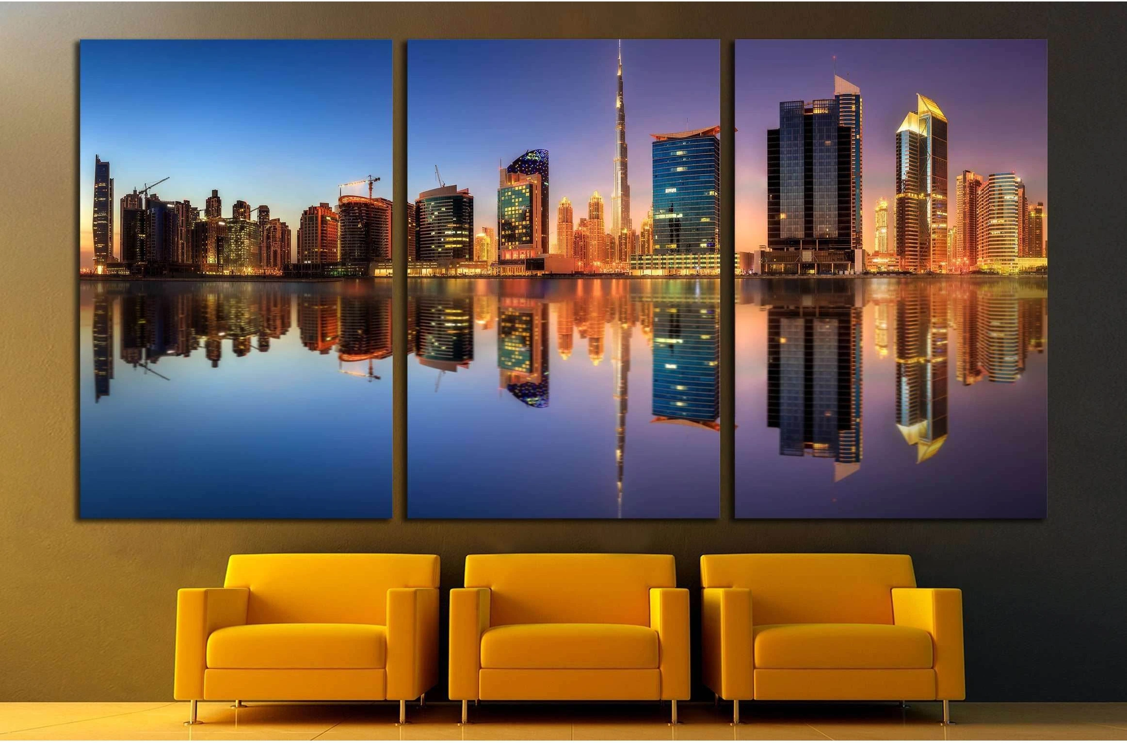 Panoramic view of Dubai Business bay, UAE №2973 Ready to Hang Canvas Print - Zellart Canvas Prints ALL_Products, s-2973
