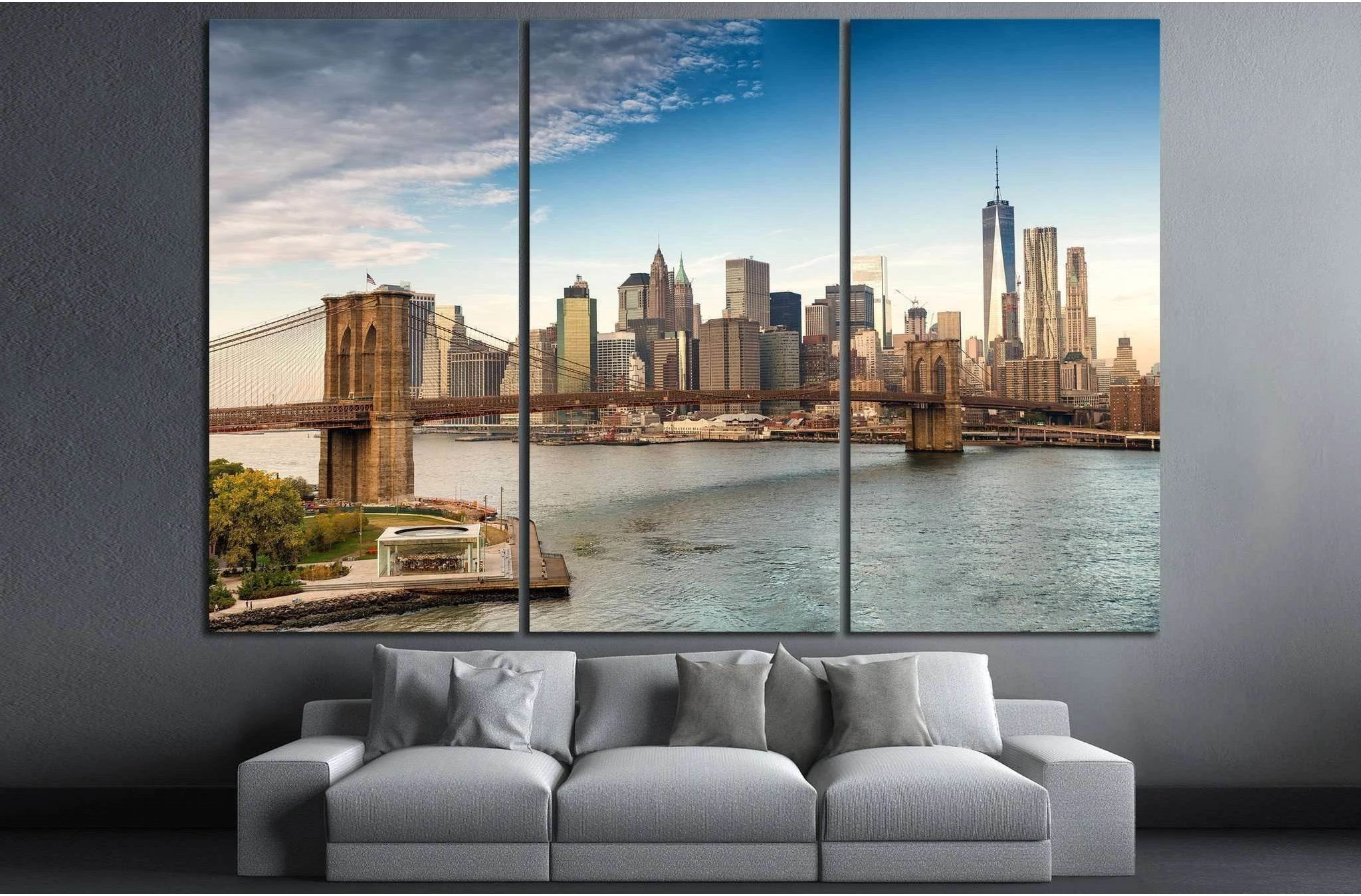 panoramic view of New York №742 Ready to Hang Canvas Print - Zellart Canvas Prints 0_NY_ART, ALL_Products, s-742