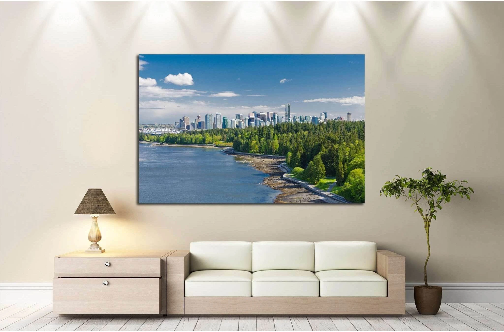 Panoramic view of the park and downtown city of Vancouver №2035 Ready to Hang Canvas Print - Zellart Canvas Prints ALL_Products, s-2035