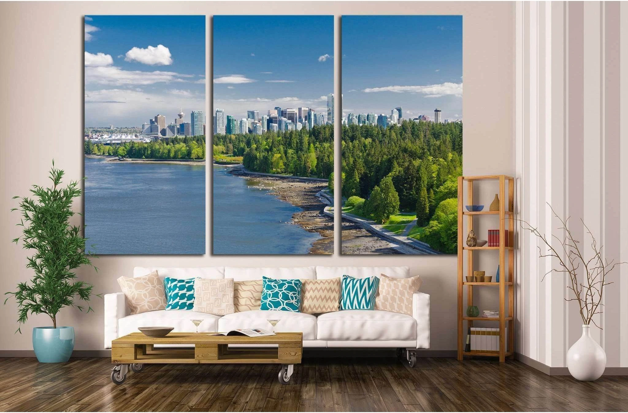 Panoramic view of the park and downtown city of Vancouver №2035 Ready to Hang Canvas Print - Zellart Canvas Prints ALL_Products, s-2035