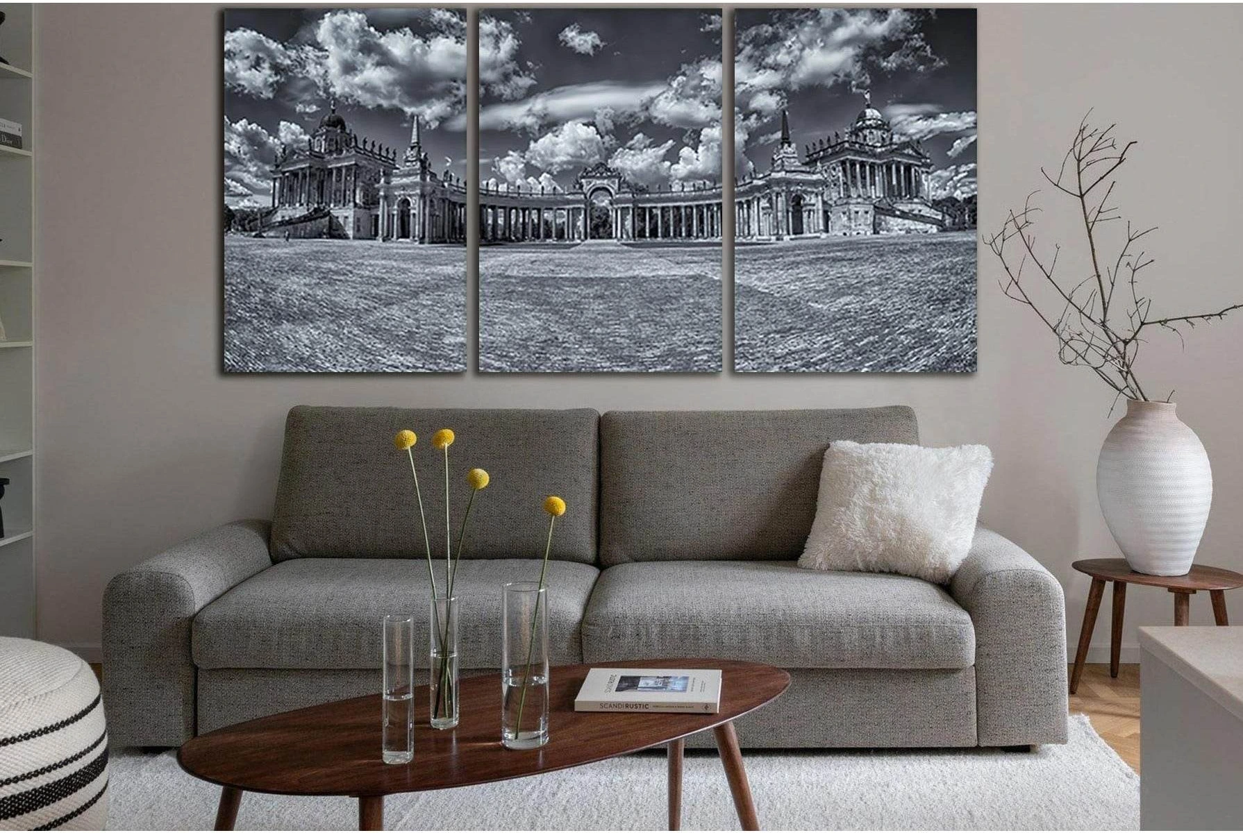 Panoramic View Of The University Potsdam №SL828 Ready to Hang Canvas Print - Zellart Canvas Prints 0new, ALL_Products, Black & White Wall Art