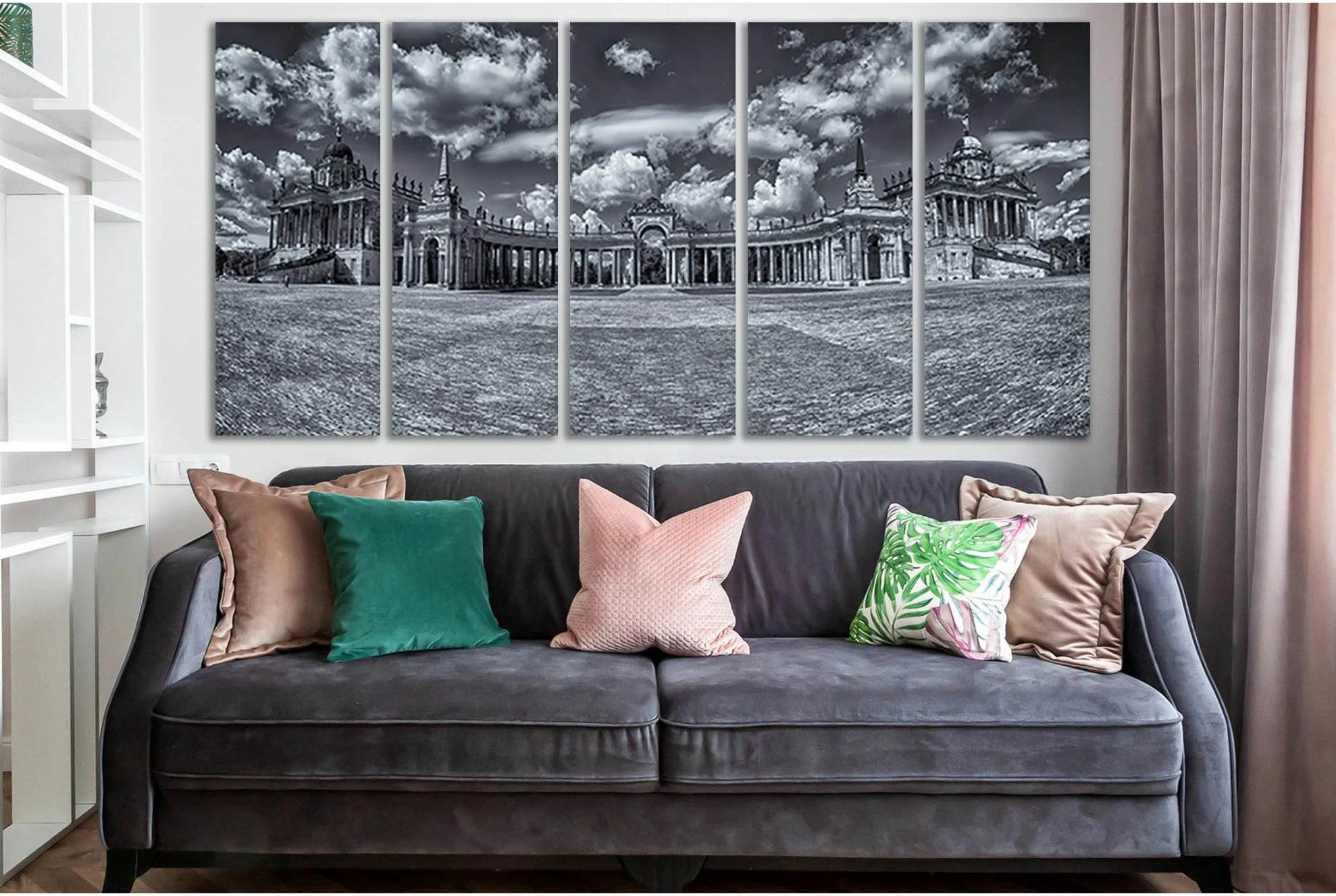 Panoramic View Of The University Potsdam №SL828 Ready to Hang Canvas Print - Zellart Canvas Prints 0new, ALL_Products, Black & White Wall Art