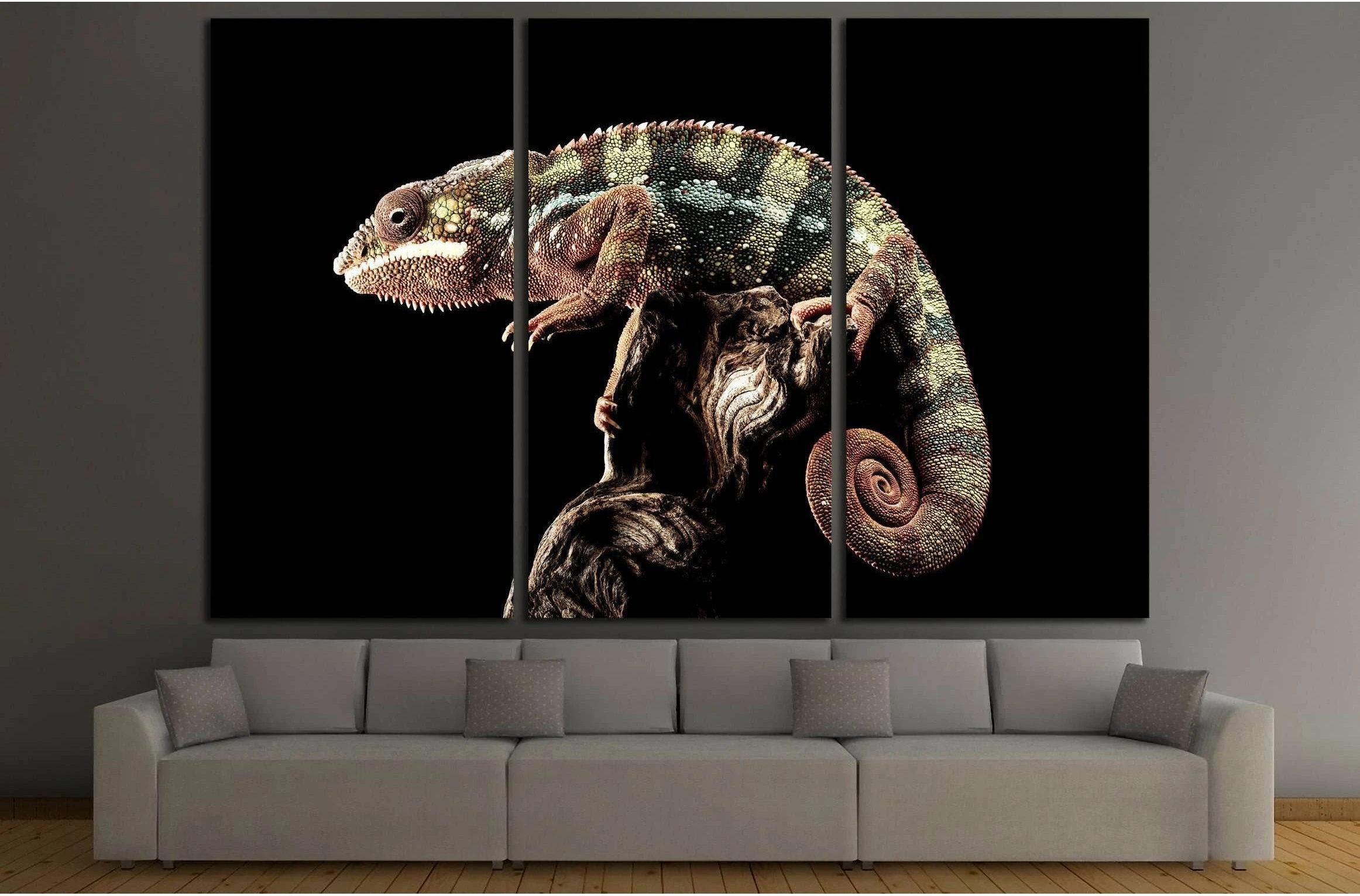 Panther Chameleon with black background №2804 Ready to Hang Canvas Print - Zellart Canvas Prints ALL_Products, s-2804