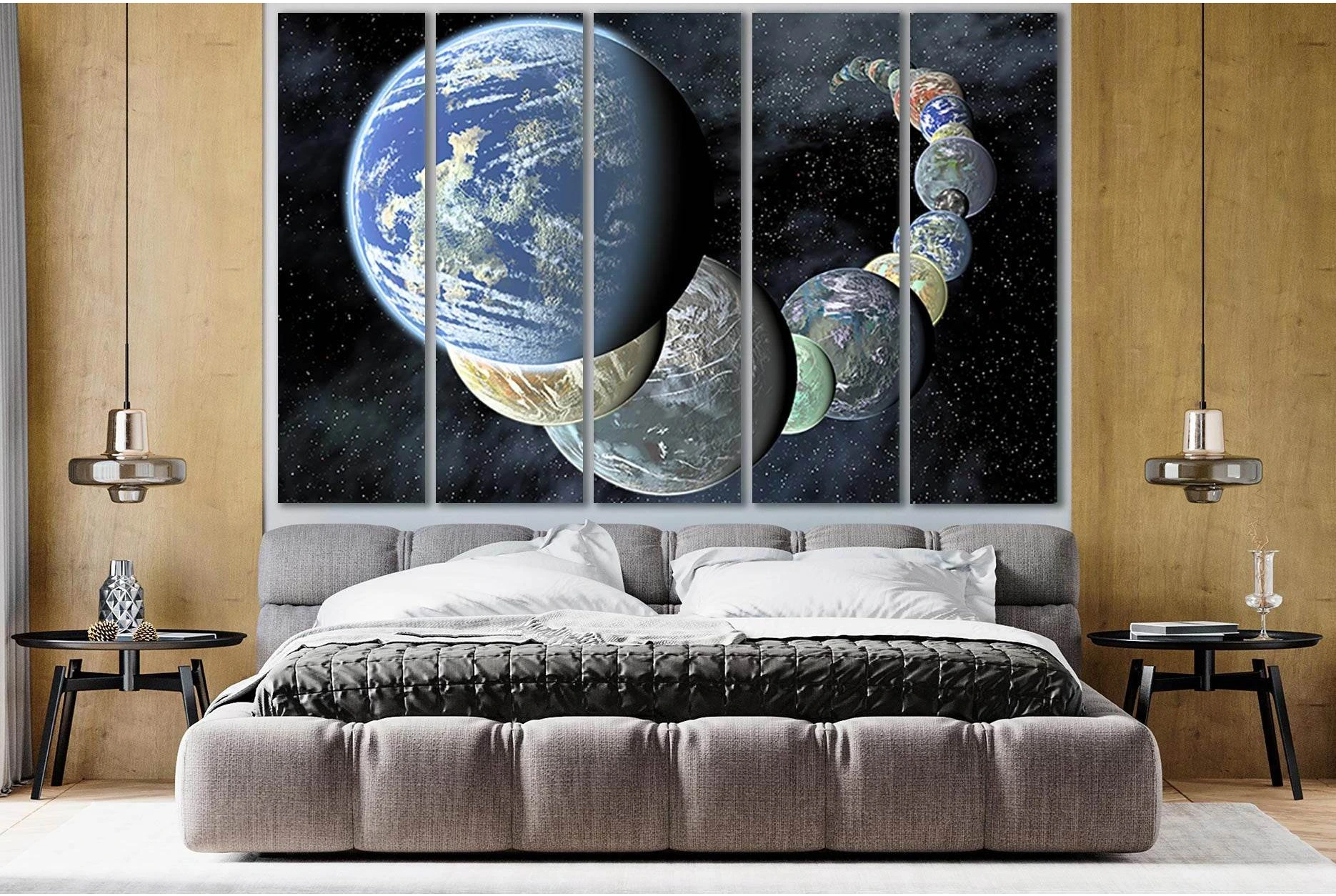 Parade Of Planets №SL972 Ready to Hang Canvas Print - Zellart Canvas Prints 0new, ALL_Products, Astronomy & Space Canvas Wall Art