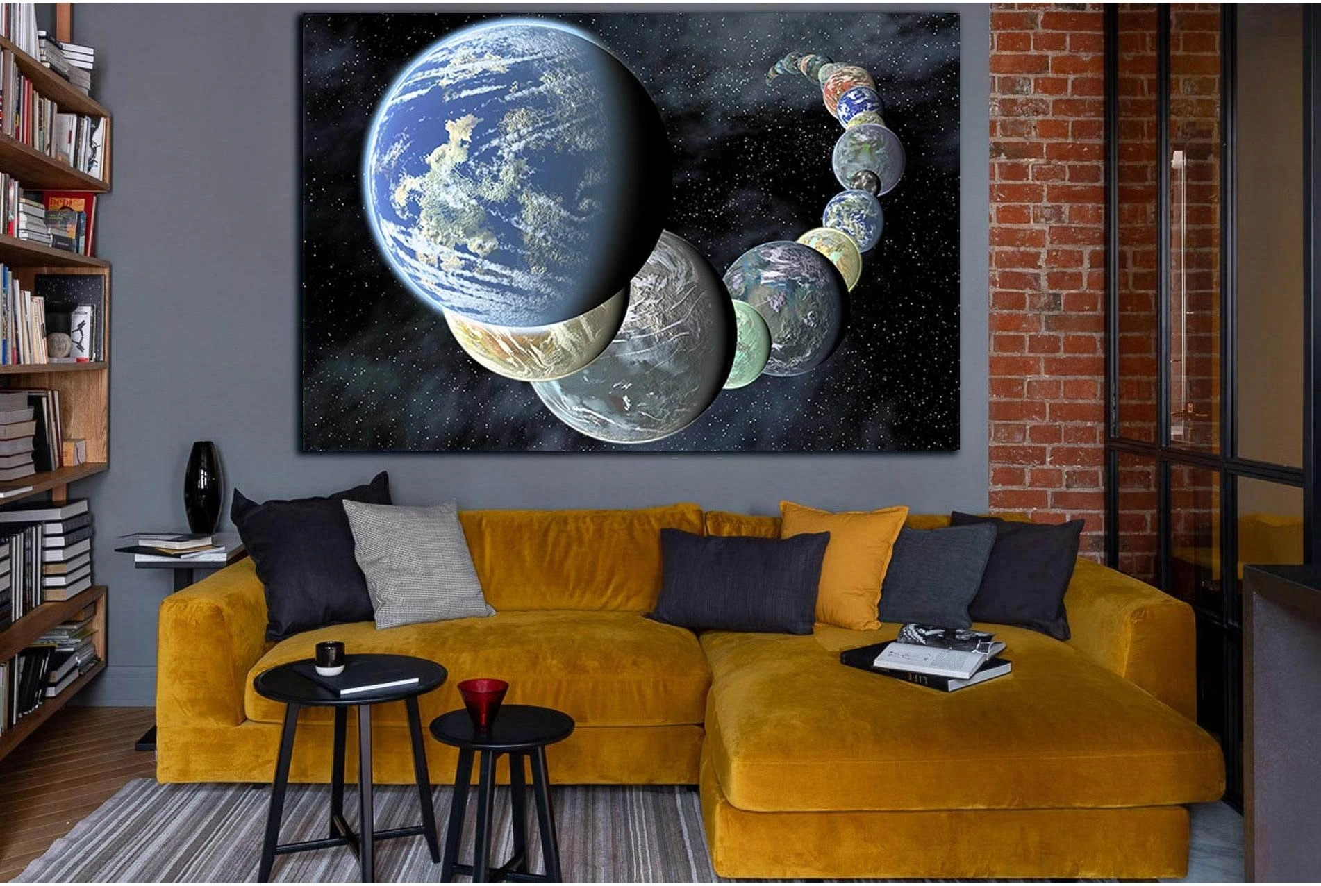 Parade Of Planets №SL972 Ready to Hang Canvas Print - Zellart Canvas Prints 0new, ALL_Products, Astronomy & Space Canvas Wall Art