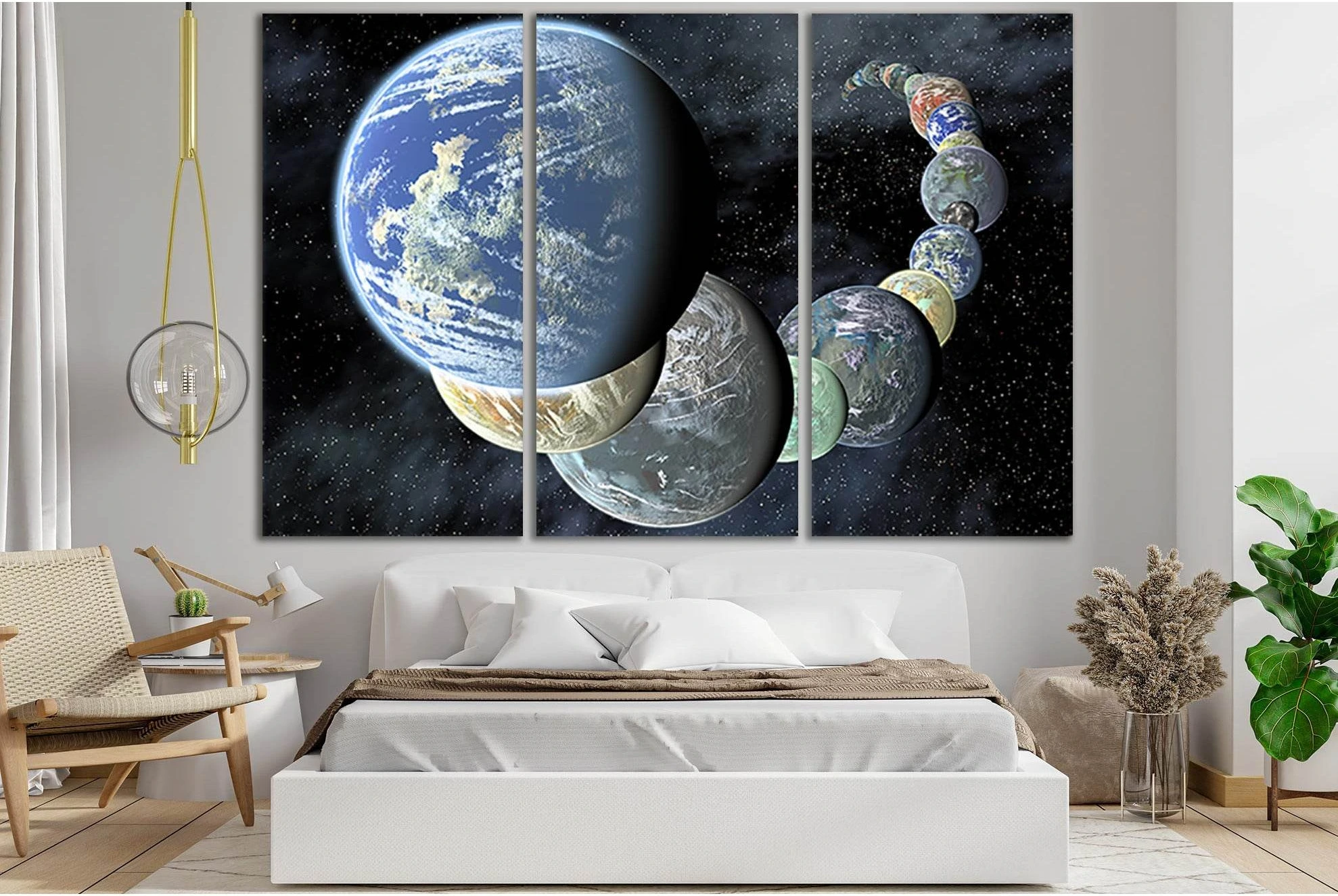 Parade Of Planets №SL972 Ready to Hang Canvas Print - Zellart Canvas Prints 0new, ALL_Products, Astronomy & Space Canvas Wall Art