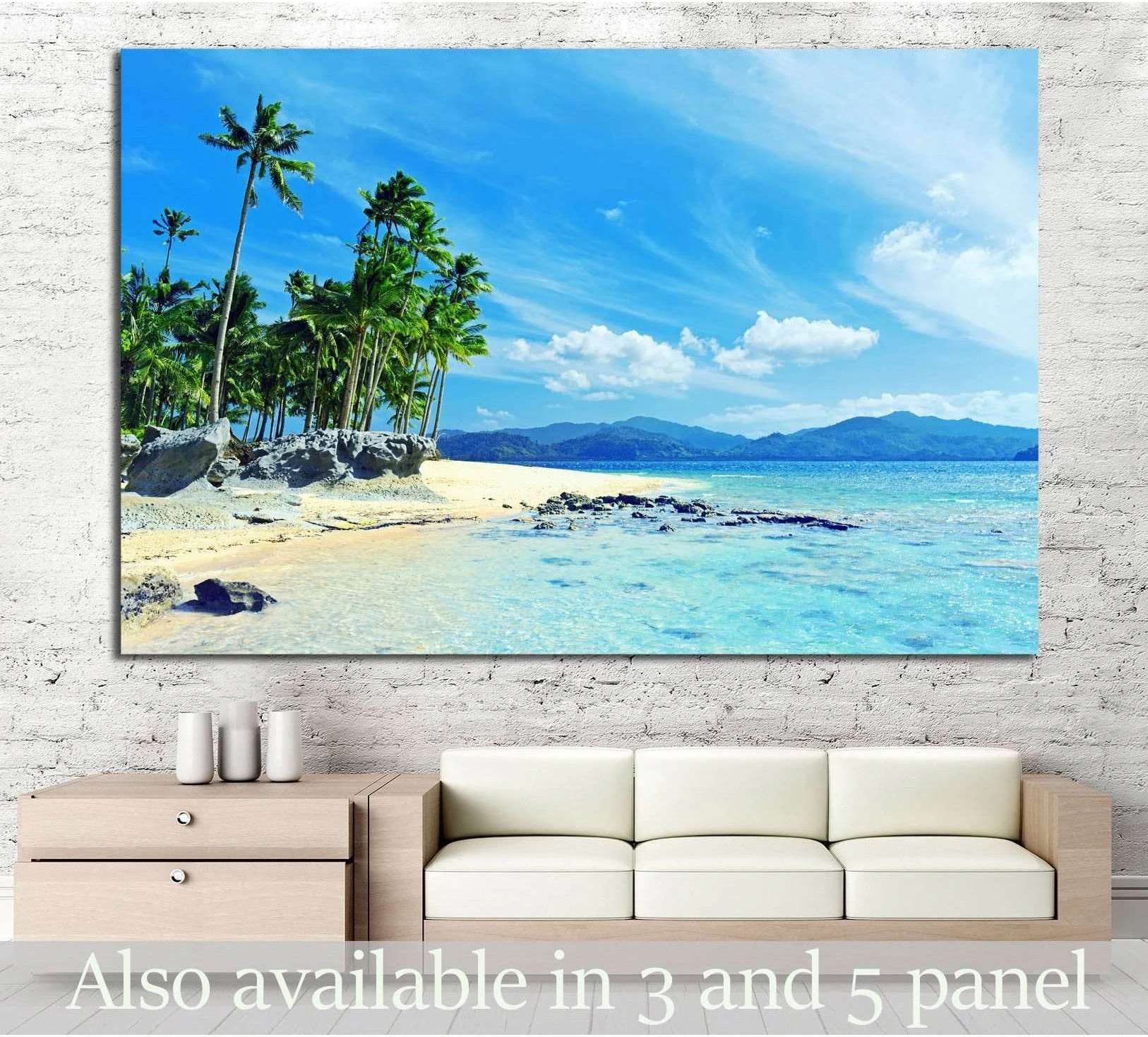 Paradise beach showing sea water, shoreline and horizon depth.