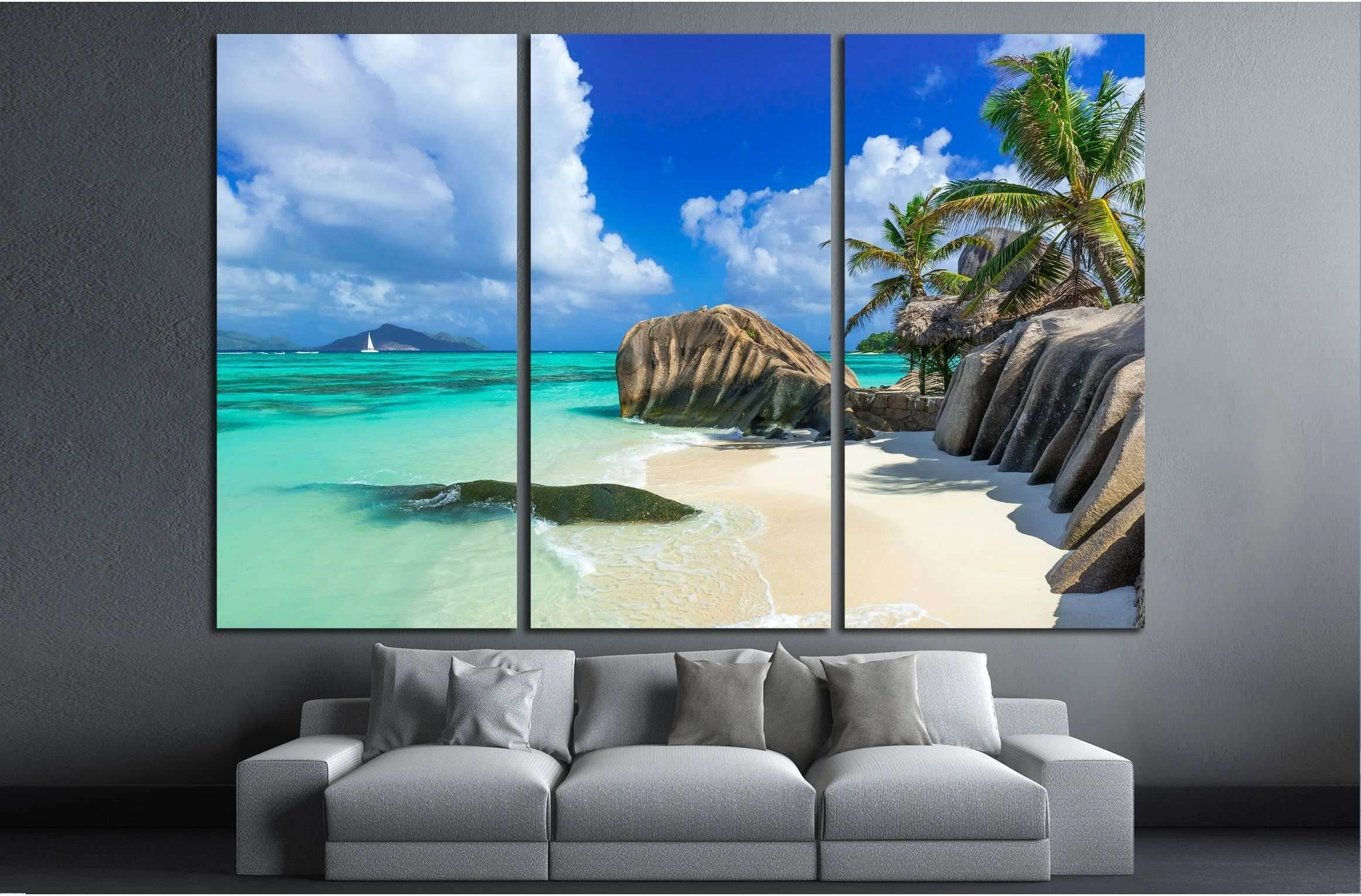 Paradise beach of Seychelles №3134 Ready to Hang Canvas Print - Zellart Canvas Prints ALL_Products, s-3134