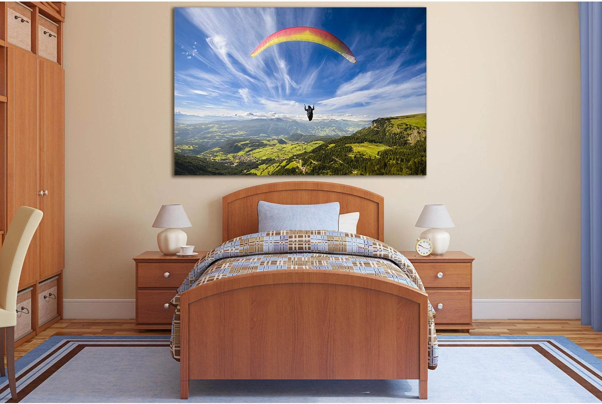 Paragliding In The Sky №SL923 Ready to Hang Canvas Print - Zellart Canvas Prints 0new, ALL_Products, Sports & Motivation