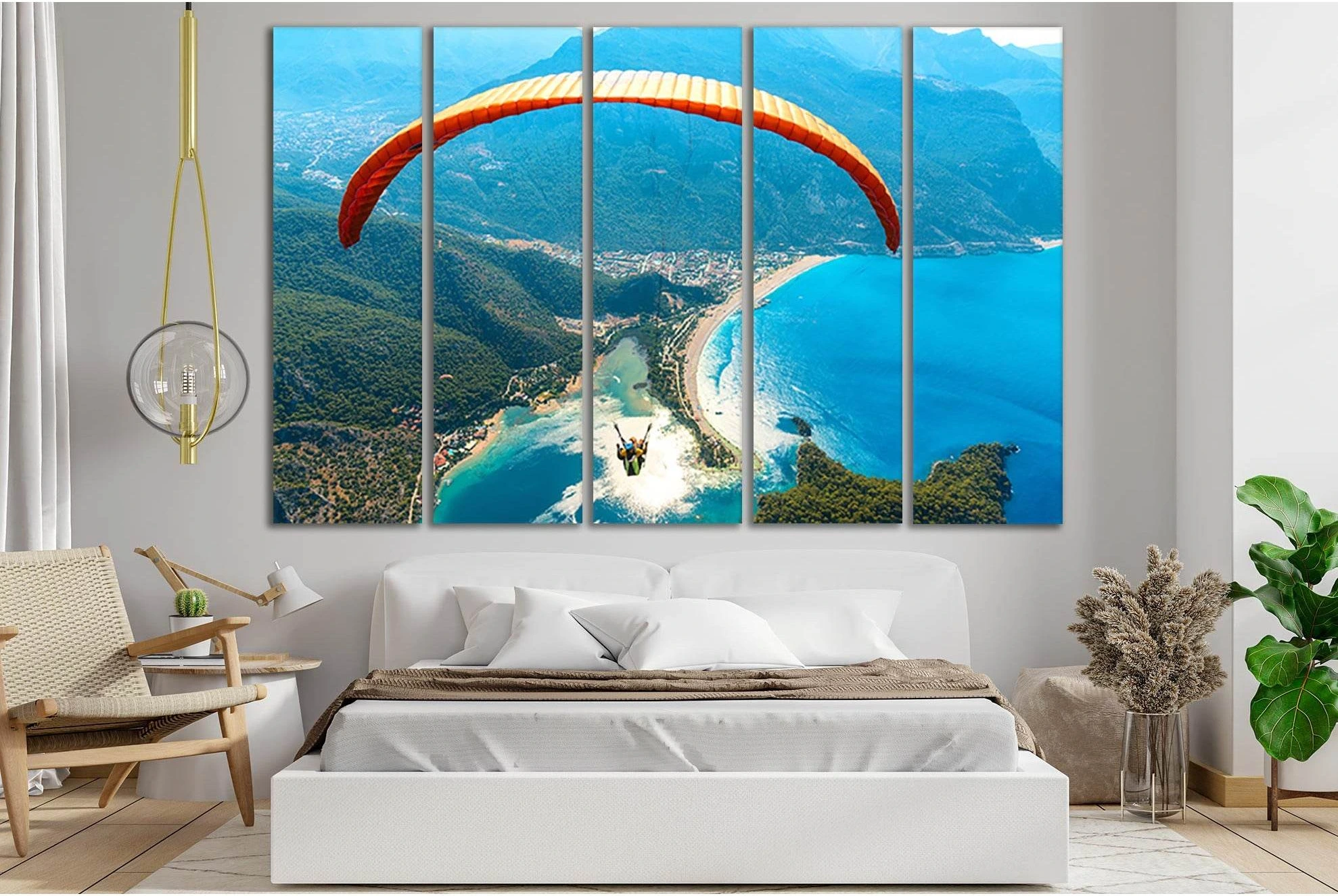 Paragliding Over The Sea Turkey №SL149 Ready to Hang Canvas Print - Zellart Canvas Prints 0new, ALL_Products, Beach Ocean & Waves
