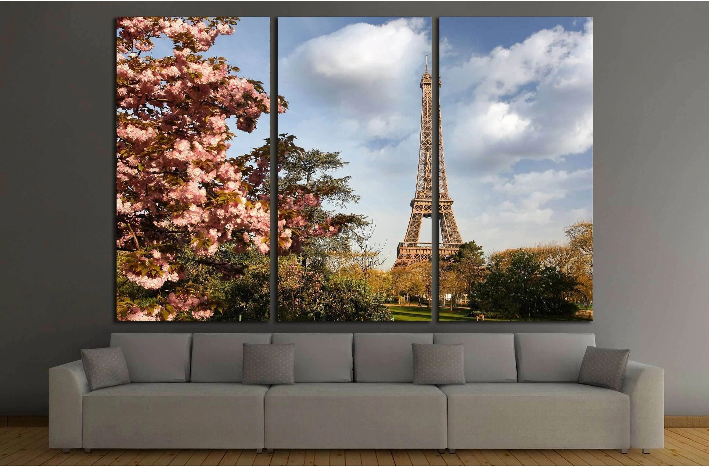 Paris, Eiffel Tower in spring №2590 Ready to Hang Canvas Print - Zellart Canvas Prints ALL_Products, s-2590