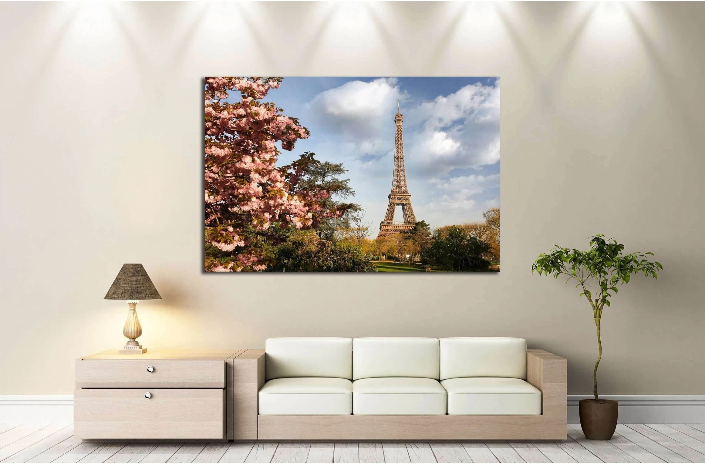 Paris, Eiffel Tower in spring №2590 Ready to Hang Canvas Print - Zellart Canvas Prints ALL_Products, s-2590