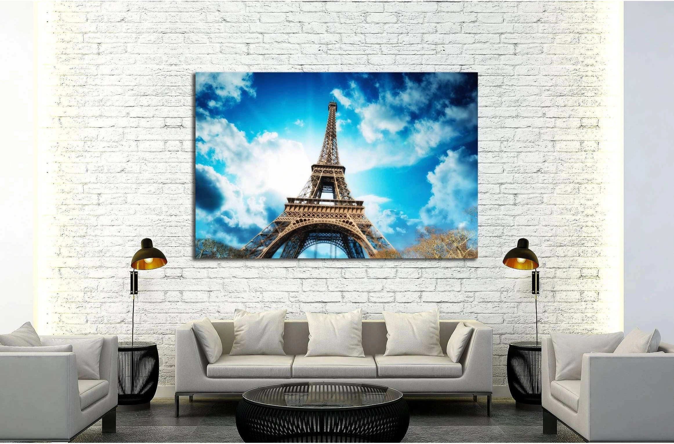 Paris - La Tour Eiffel. Wonderful sunset colors in winter season. №2617 Ready to Hang Canvas Print - Zellart Canvas Prints ALL_Products, s-2617