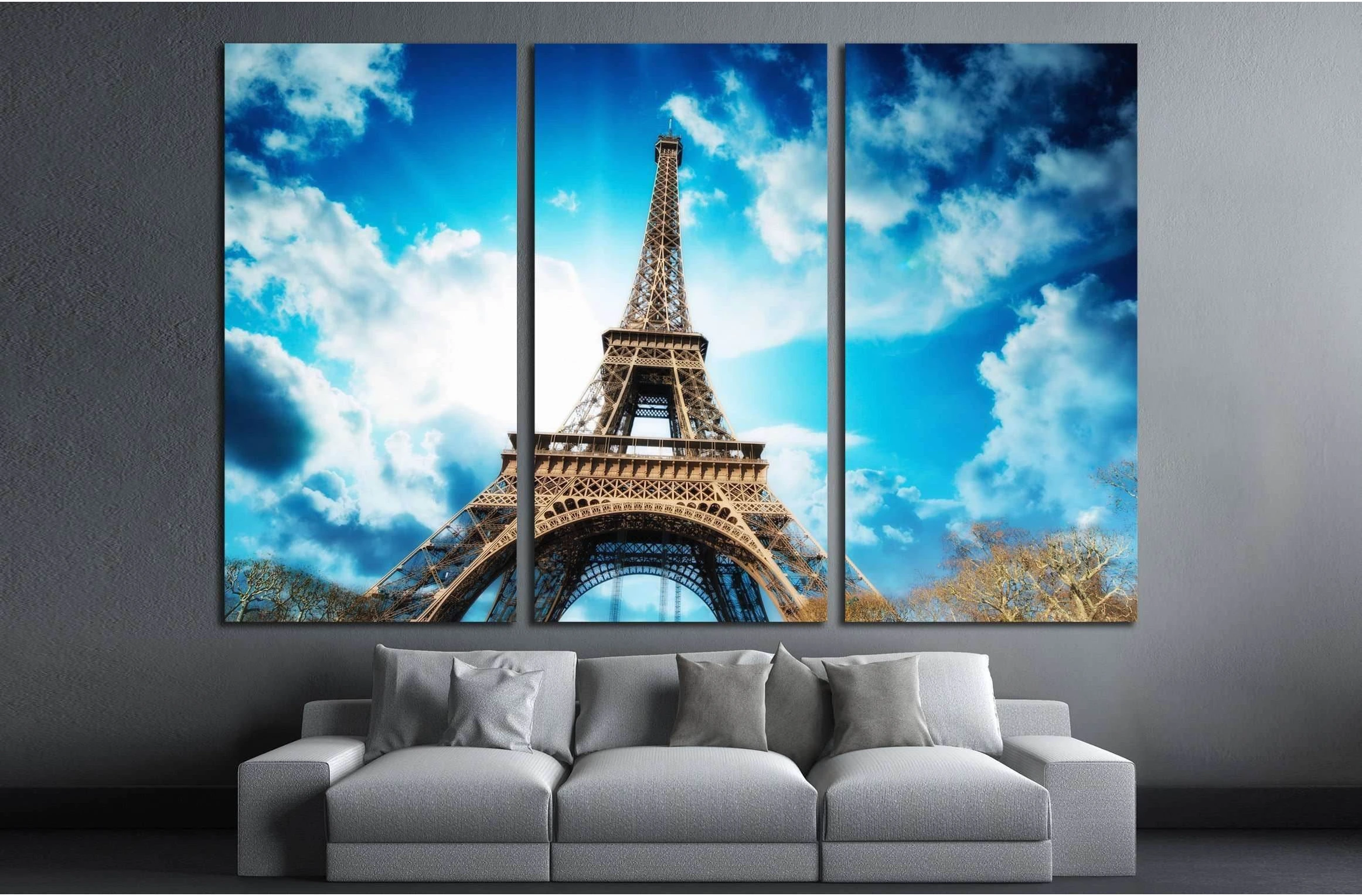 Paris - La Tour Eiffel. Wonderful sunset colors in winter season. №2617 Ready to Hang Canvas Print - Zellart Canvas Prints ALL_Products, s-2617
