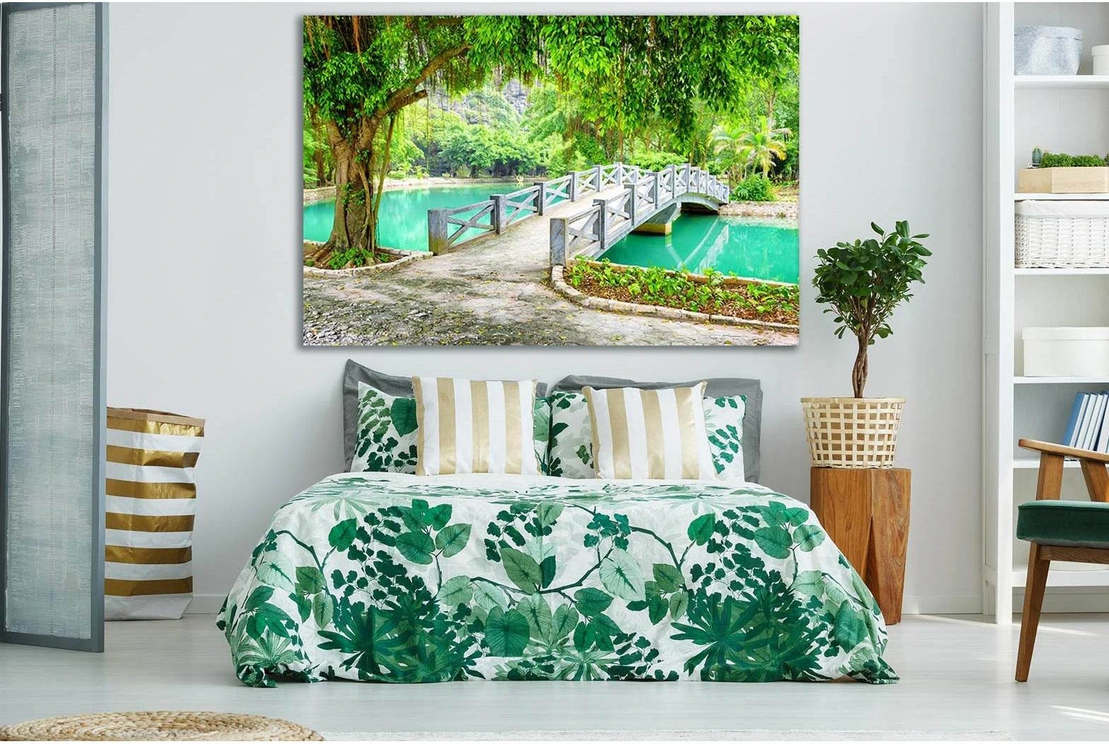 Park With Bridge In Vietnam №SL1107 Ready to Hang Canvas Print - Zellart Canvas Prints 0new, ALL_Products, Bridges Wall Art
