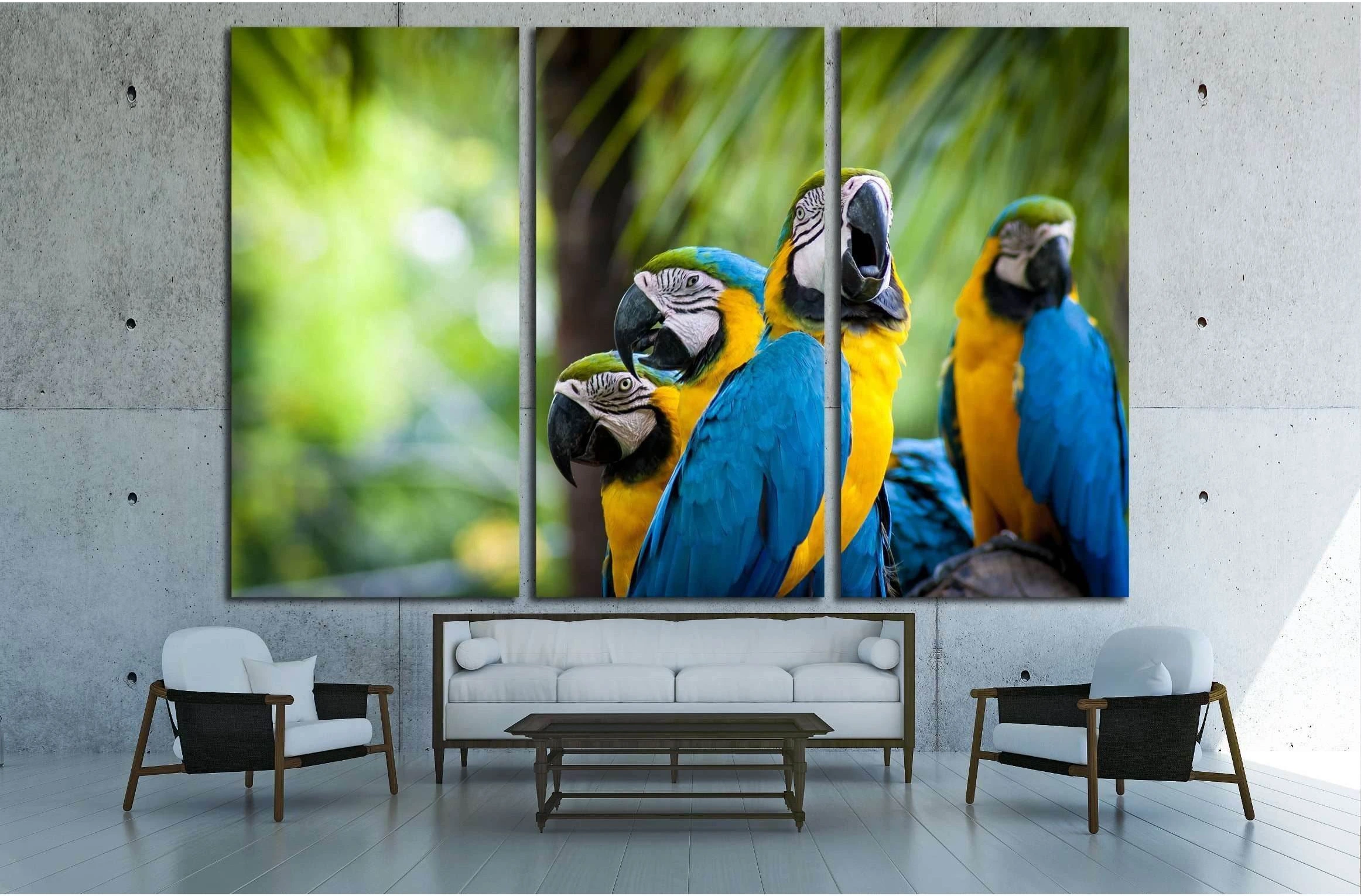 parrot bird sitting on the perch №2790 Ready to Hang Canvas Print - Zellart Canvas Prints ALL_Products, s-2790