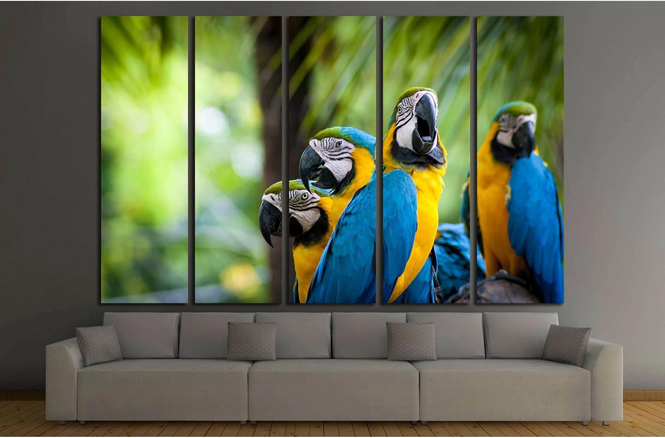 parrot bird sitting on the perch №2790 Ready to Hang Canvas Print - Zellart Canvas Prints ALL_Products, s-2790