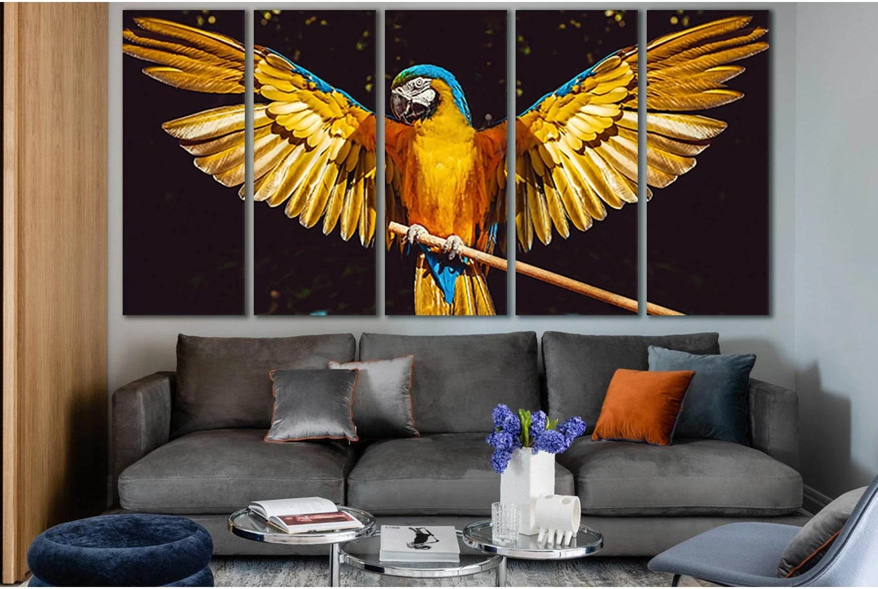 Parrot Macaw Spread Wings №SL1037 Ready to Hang Canvas Print - Zellart Canvas Prints 0new, ALL_Products, Animals & Wildlife