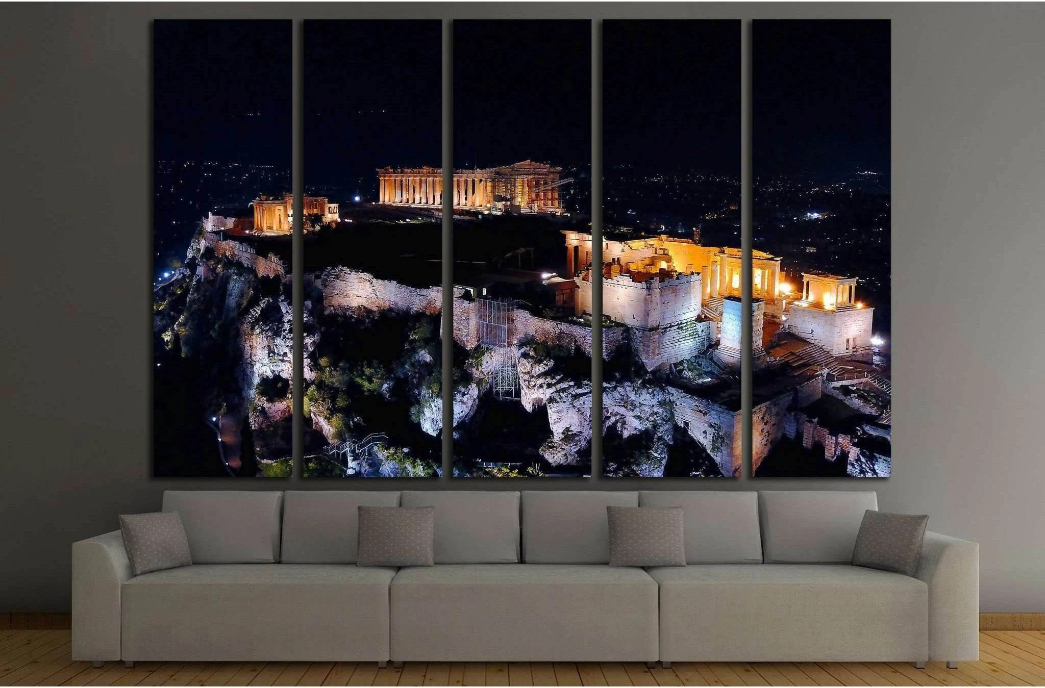 Parthenon, Propylaia in Acropolis hill, Athens historic center, Greece №2095 Ready to Hang Canvas Print - Zellart Canvas Prints ALL_Products, s-2095