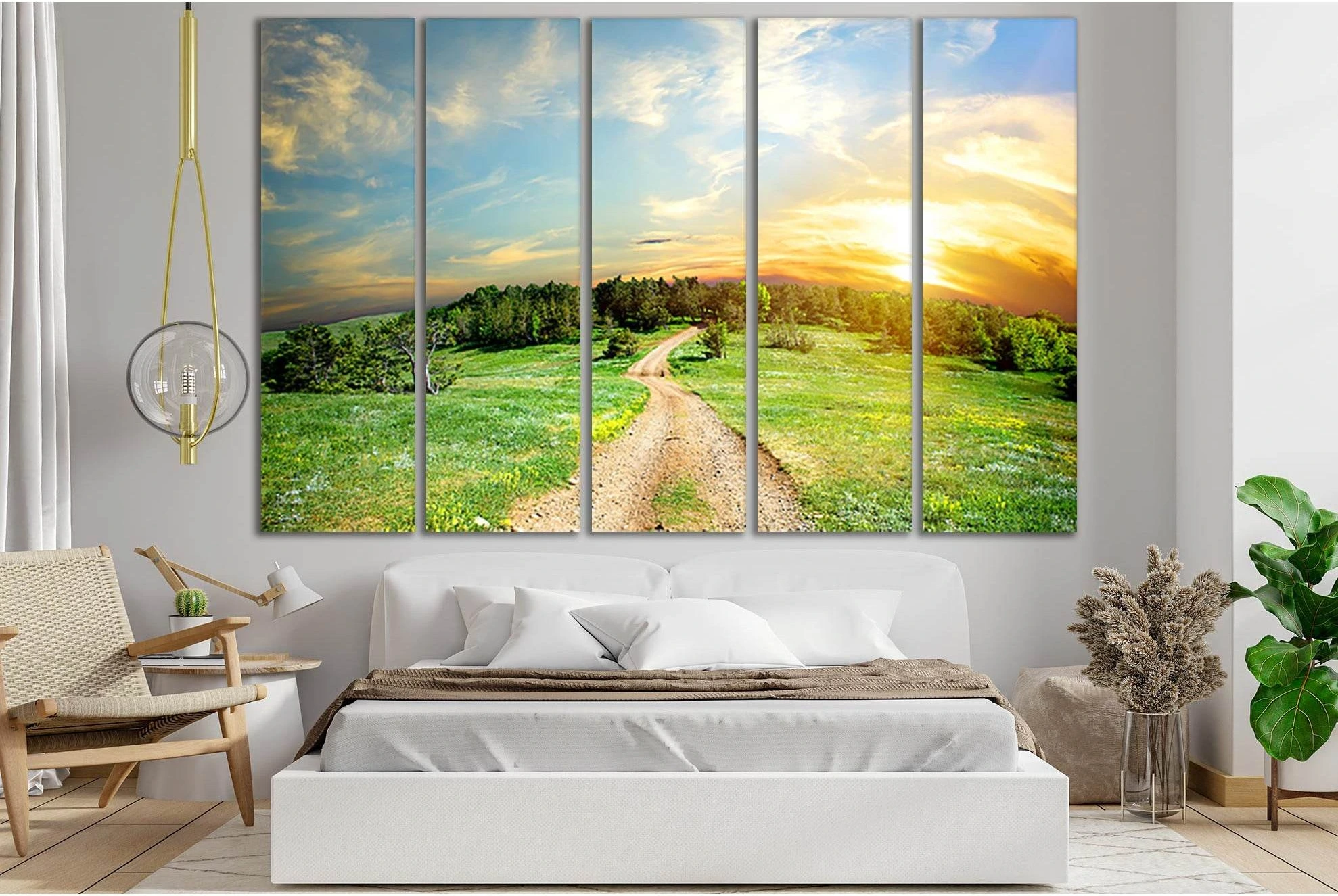 Path Among Trees At Sunset №SL820 Ready to Hang Canvas Print - Zellart Canvas Prints 0new, ALL_Products, Trees Wall Art