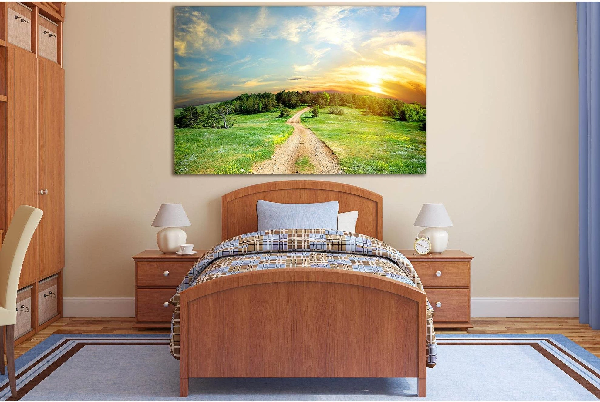 Path Among Trees At Sunset №SL820 Ready to Hang Canvas Print - Zellart Canvas Prints 0new, ALL_Products, Trees Wall Art