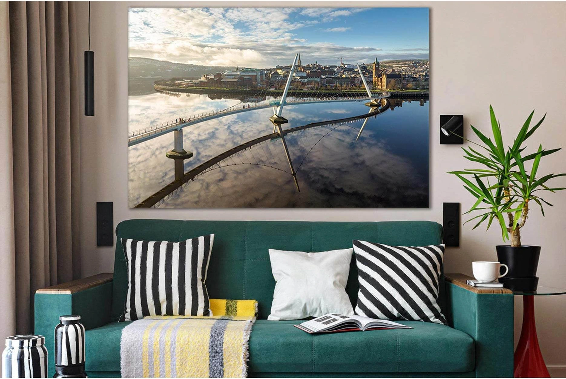 Peace Bridge Northern Ireland №SL1088 Ready to Hang Canvas Print - Zellart Canvas Prints 0new, ALL_Products, Bridges Wall Art