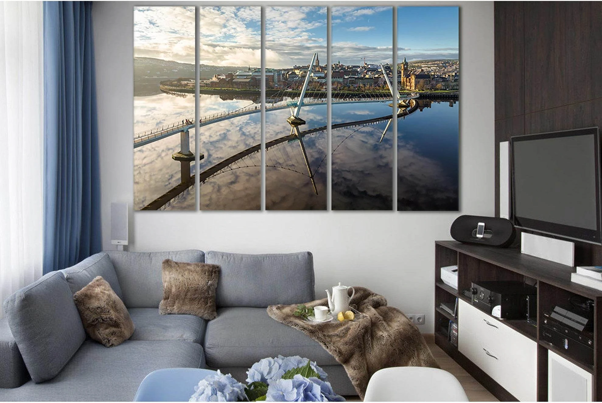 Peace Bridge Northern Ireland №SL1088 Ready to Hang Canvas Print - Zellart Canvas Prints 0new, ALL_Products, Bridges Wall Art