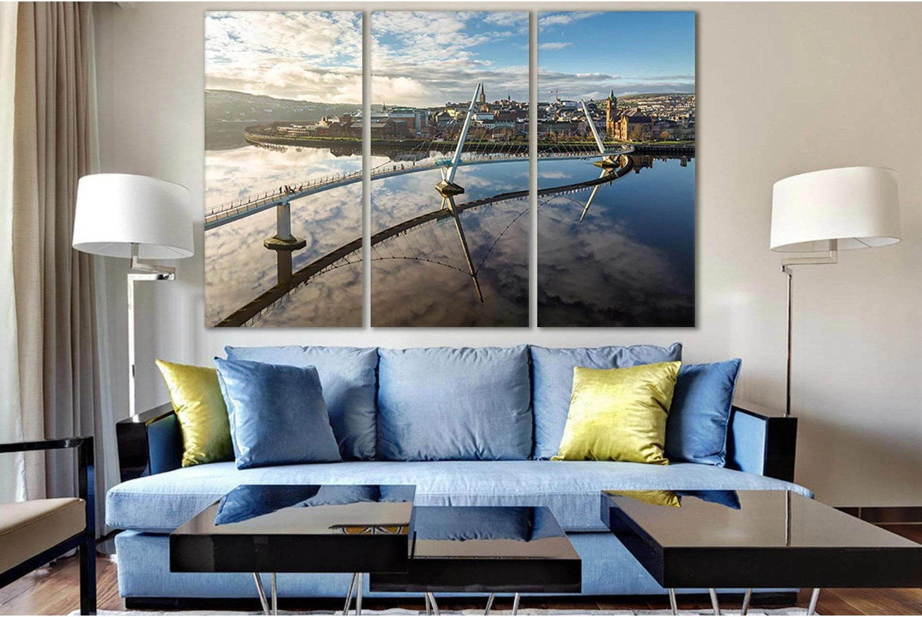 Peace Bridge Northern Ireland №SL1088 Ready to Hang Canvas Print - Zellart Canvas Prints 0new, ALL_Products, Bridges Wall Art
