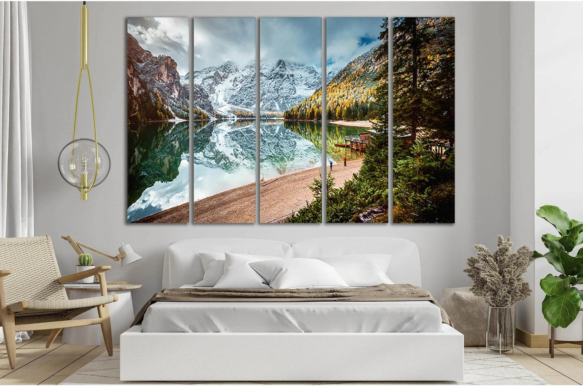 Peaceful Alpine Lake Braies №Sl22 Ready to Hang Canvas Print - Zellart Canvas Prints 0new, ALL_Products, Nature & Landscapes Canvas Print