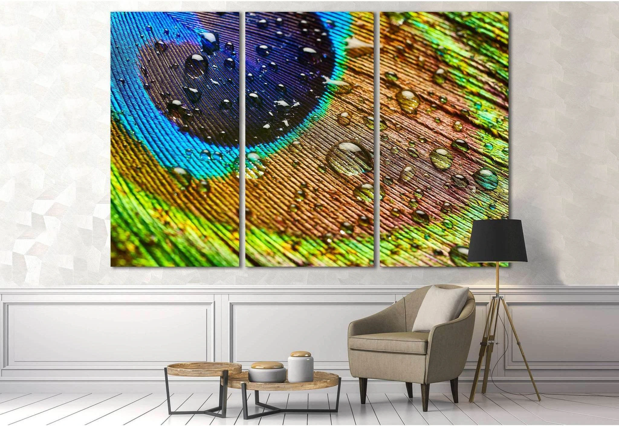 Peacock Feathers №3023 Ready to Hang Canvas Print - Zellart Canvas Prints ALL_Products, z-3023