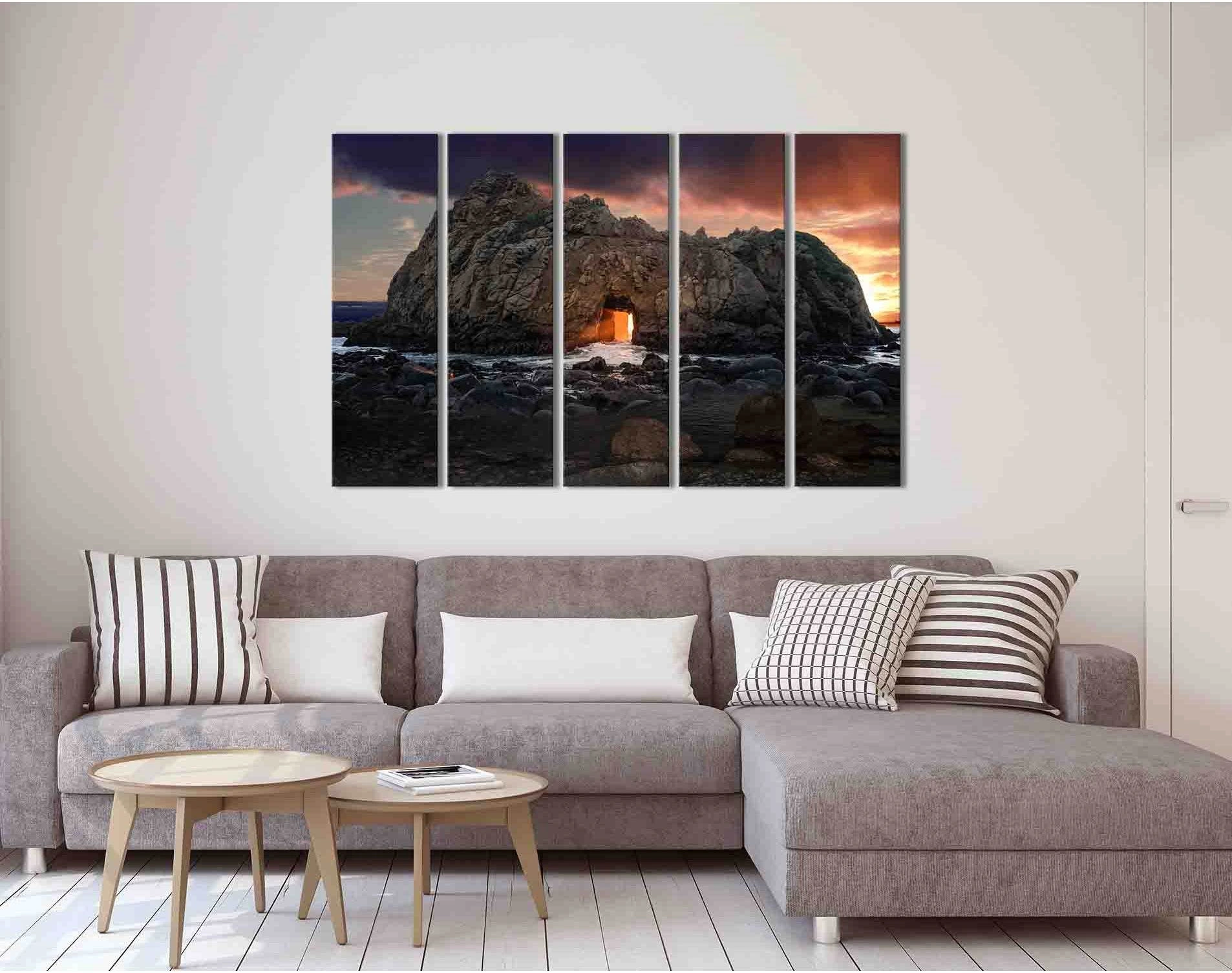 Pfeiffer Beach №D1211 Ready to Hang Canvas Print - Zellart Canvas Prints 0new, ALL_Products, Contemporary Wall Art, Sunrise & sunset wall art