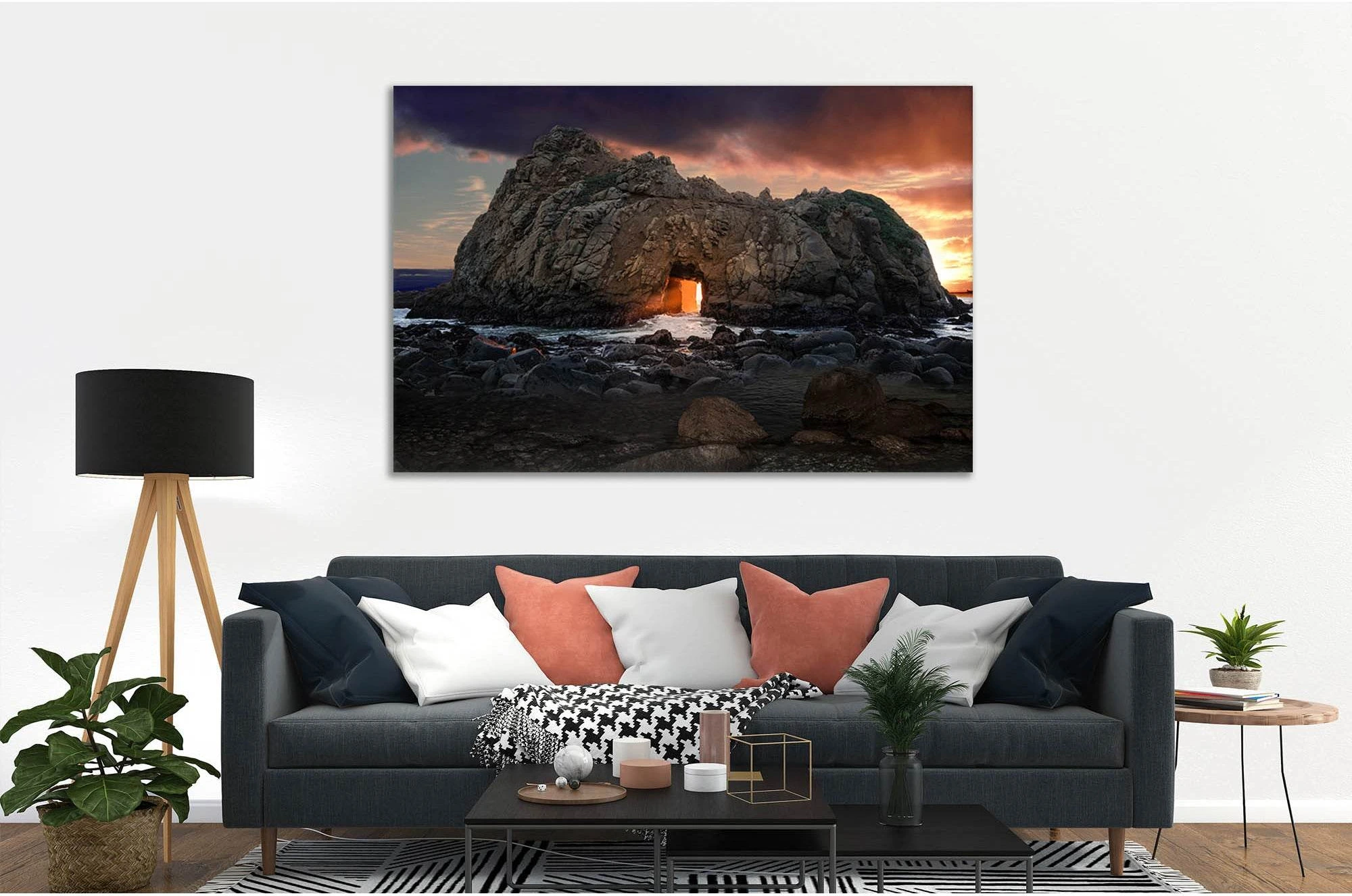 Pfeiffer Beach №D1211 Ready to Hang Canvas Print - Zellart Canvas Prints 0new, ALL_Products, Contemporary Wall Art, Sunrise & sunset wall art