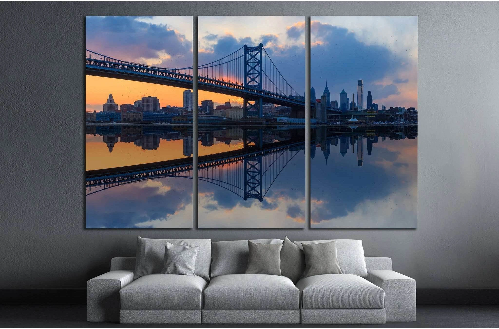 Philadelphia, Ben Franklin Bridge №887 Ready to Hang Canvas Print - Zellart Canvas Prints ALL_Products, s-887