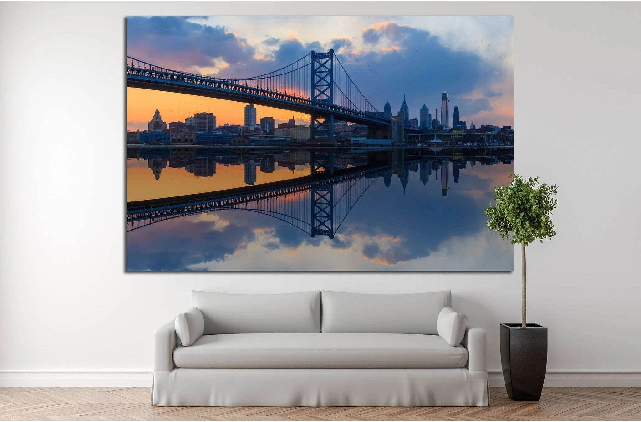 Philadelphia, Ben Franklin Bridge №887 Ready to Hang Canvas Print - Zellart Canvas Prints ALL_Products, s-887