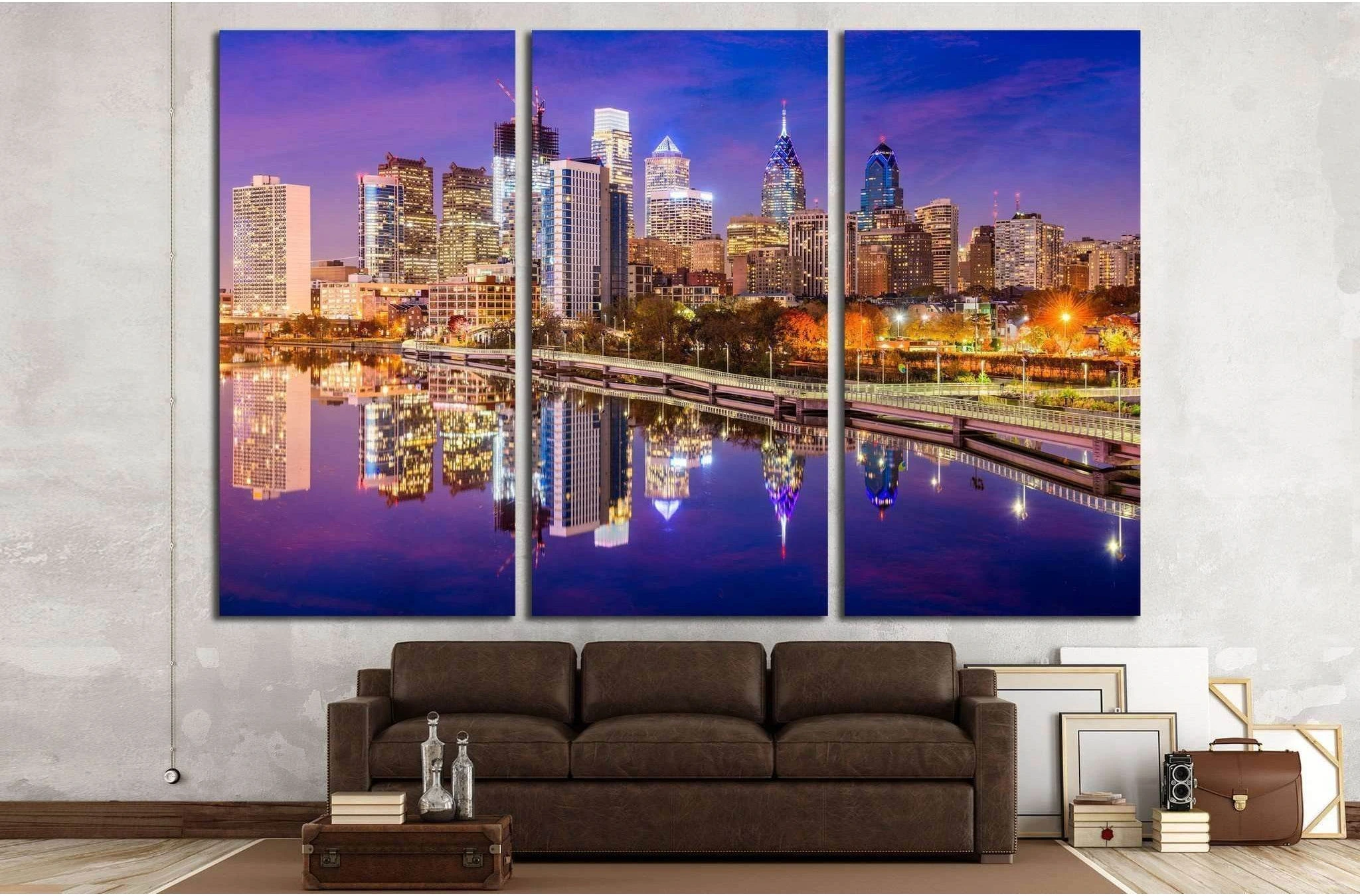 Philadelphia, Pennsylvania, USA Skyline on the Schuylkill River №2089 Ready to Hang Canvas Print - Zellart Canvas Prints ALL_Products, s-2089