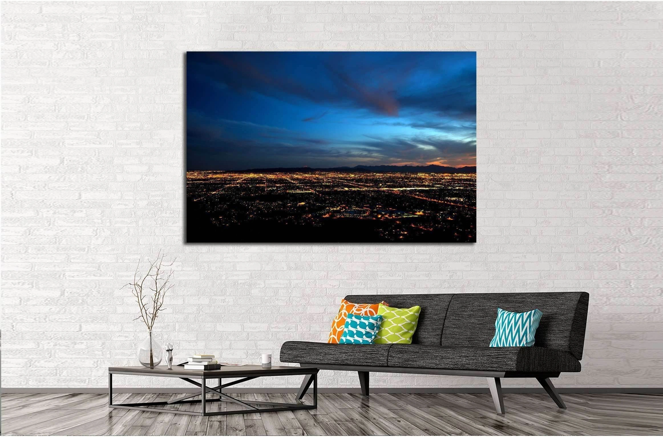 Phoenix city lights at dusk №2282 Ready to Hang Canvas Print - Zellart Canvas Prints ALL_Products, s-2282