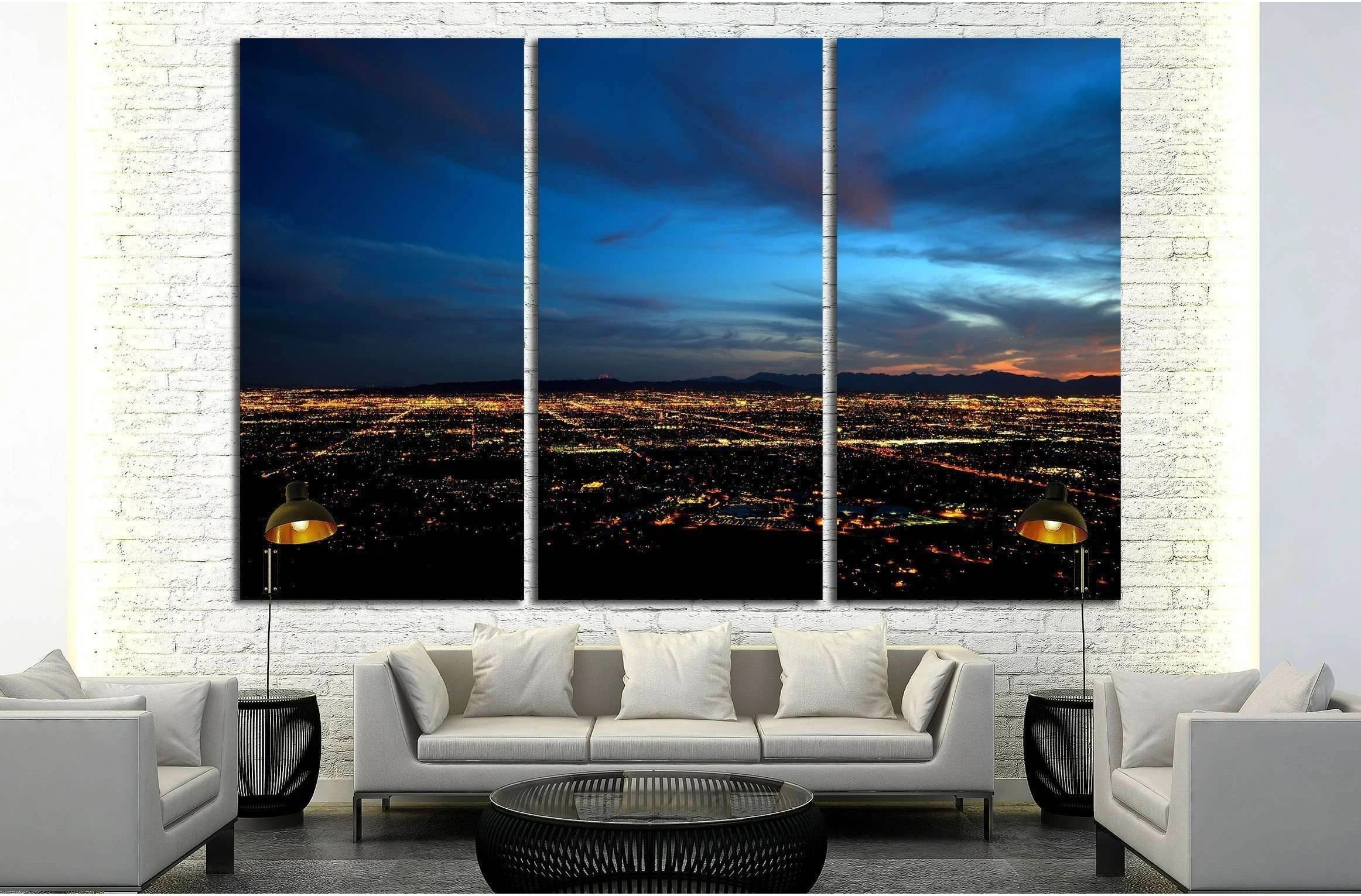 Phoenix city lights at dusk №2282 Ready to Hang Canvas Print - Zellart Canvas Prints ALL_Products, s-2282