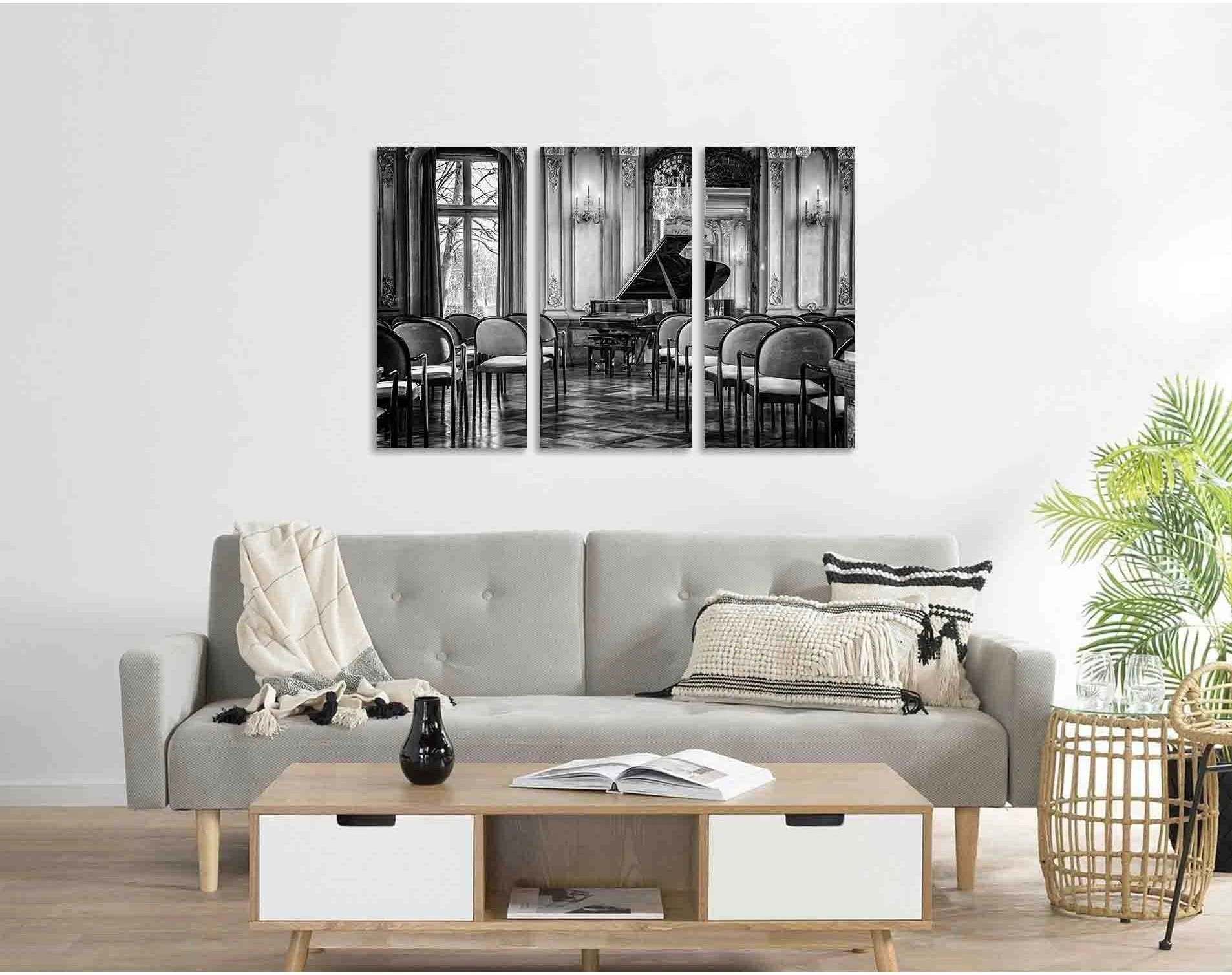 Pianistic hall №D2839 Ready to Hang Canvas Print - Zellart Canvas Prints 0new, ALL_Products, Black & White Wall Art
