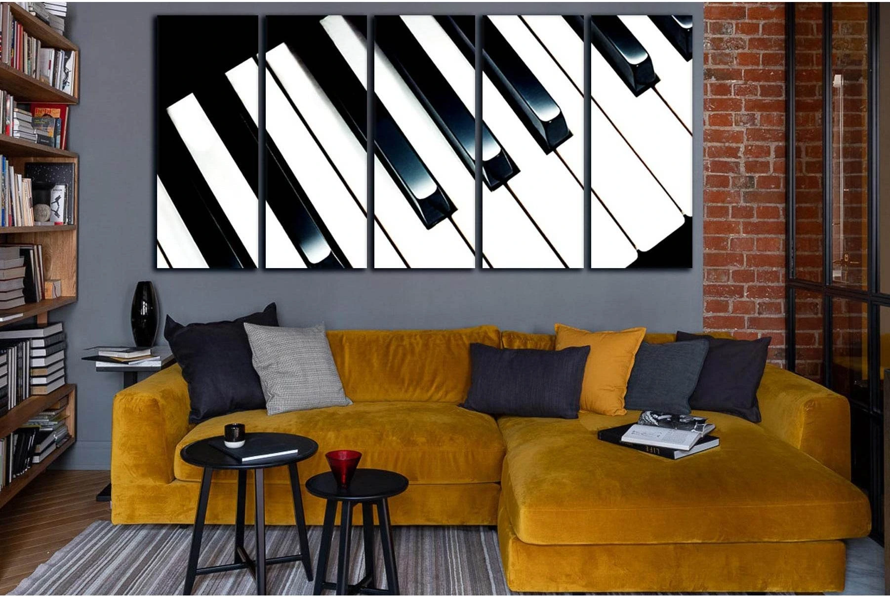 Piano Keys Illustration №SL891 Ready to Hang Canvas Print - Zellart Canvas Prints 0new, ALL_Products, Black & White Wall Art