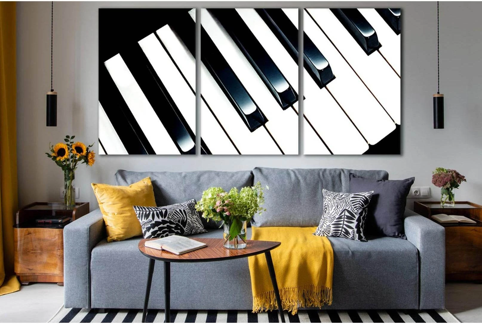 Piano Keys Illustration №SL891 Ready to Hang Canvas Print - Zellart Canvas Prints 0new, ALL_Products, Black & White Wall Art