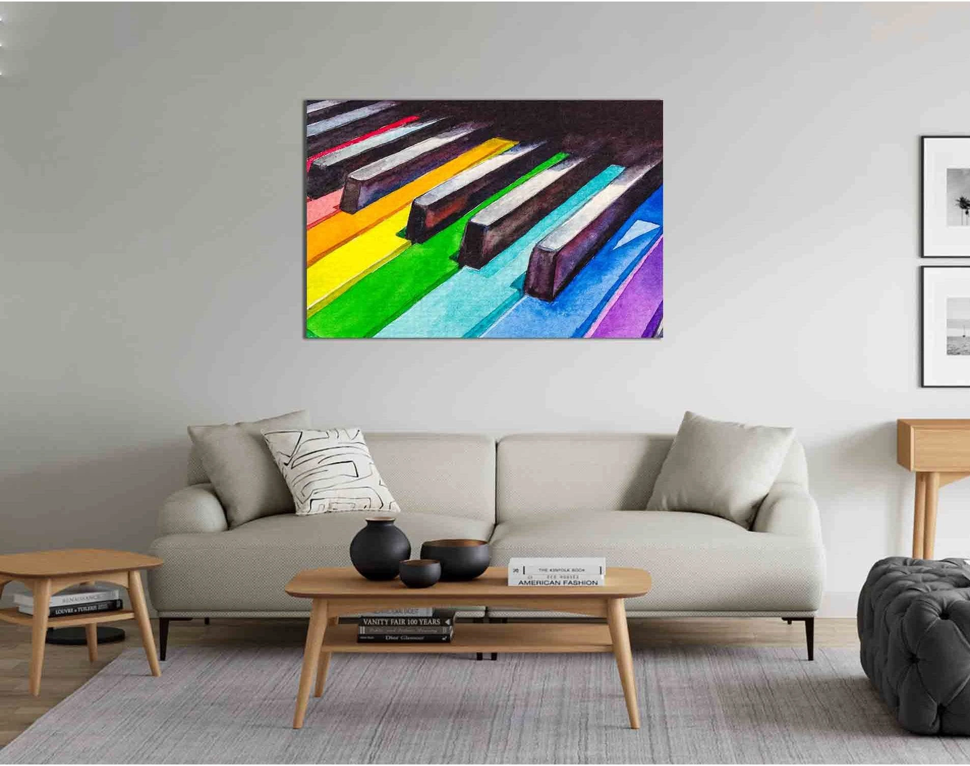 Piano keys rainbow colors №2132 Ready to Hang Canvas Print - Zellart Canvas Prints 2142, ALL_Products
