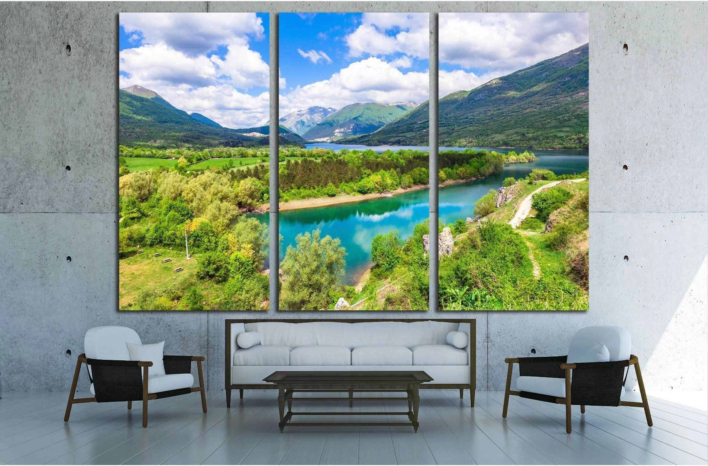 Pictorial lake Barrea in Abruzzo, Italy №3142 Ready to Hang Canvas Print - Zellart Canvas Prints ALL_Products, s-3142