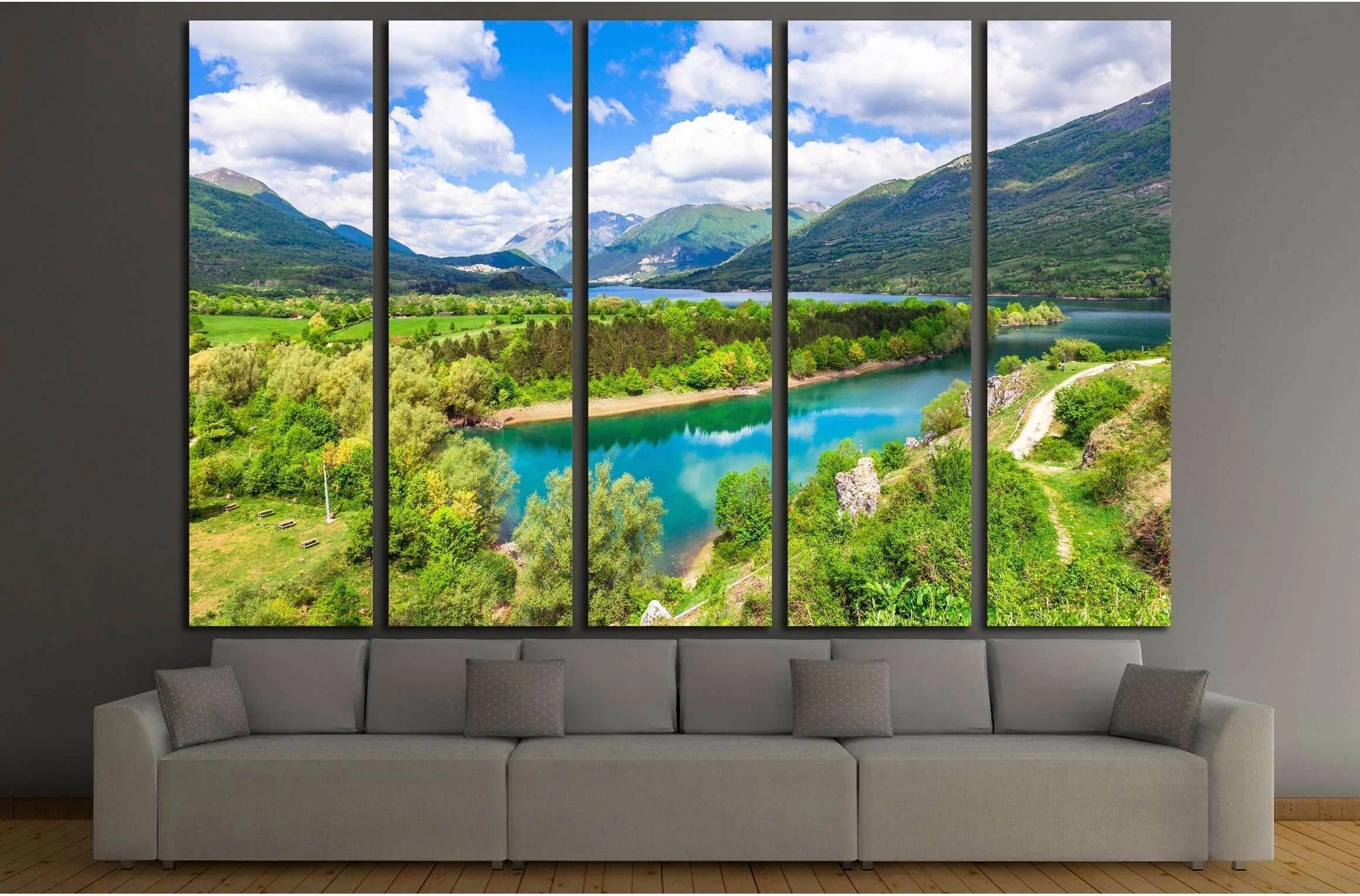 Pictorial lake Barrea in Abruzzo, Italy №3142 Ready to Hang Canvas Print - Zellart Canvas Prints ALL_Products, s-3142