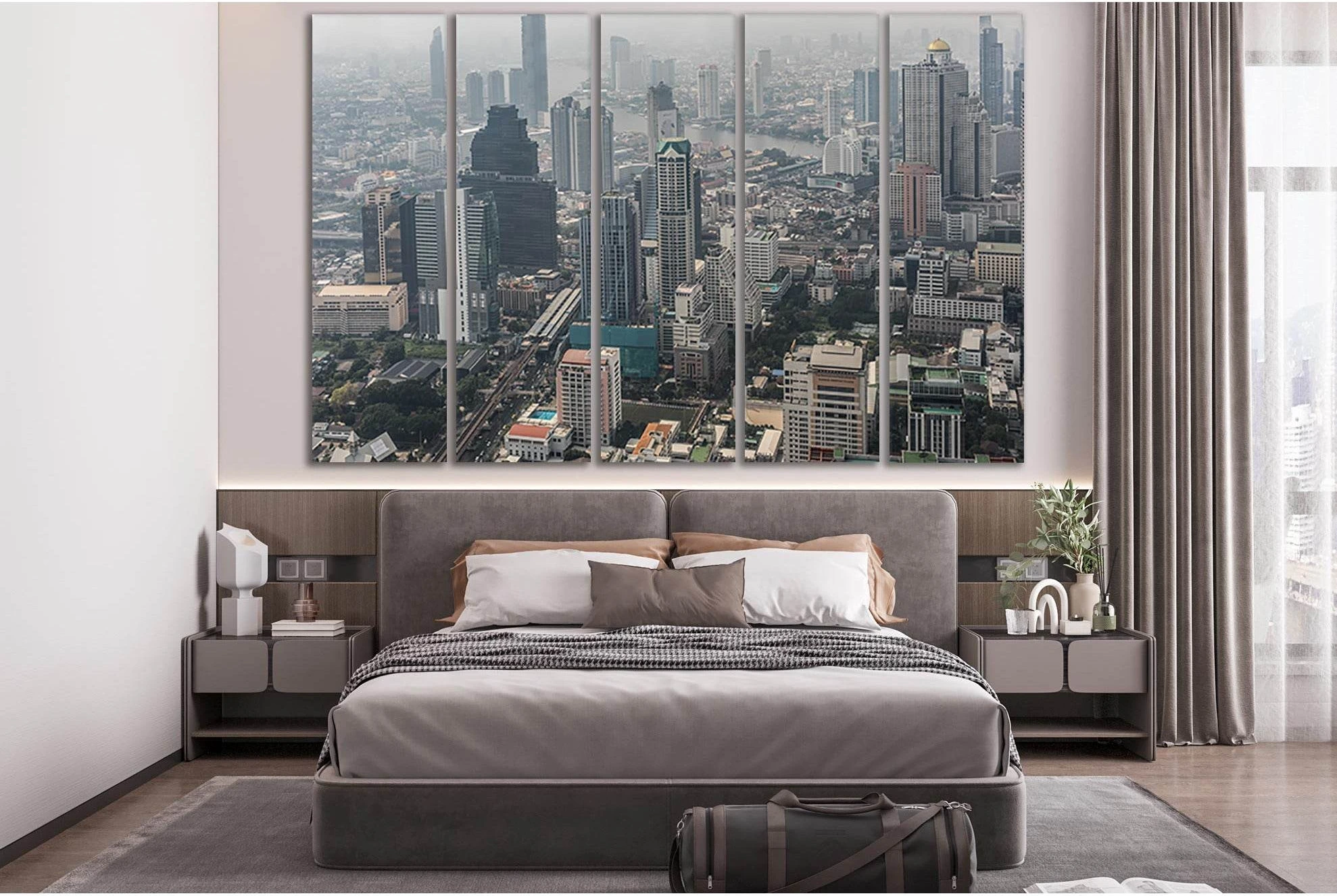 Picturesque Bangkok Cityscape №SL363 Ready to Hang Canvas Print - Zellart Canvas Prints 0new, ALL_Products, Cityscapes & Skylines